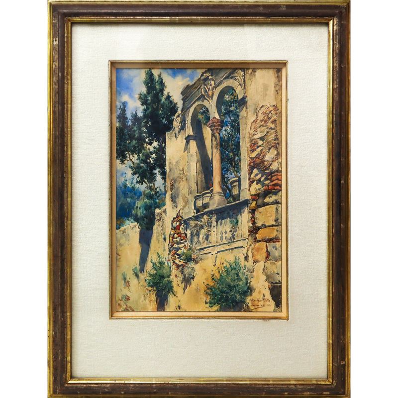 Bifora di rudere di palazzo di Taormina