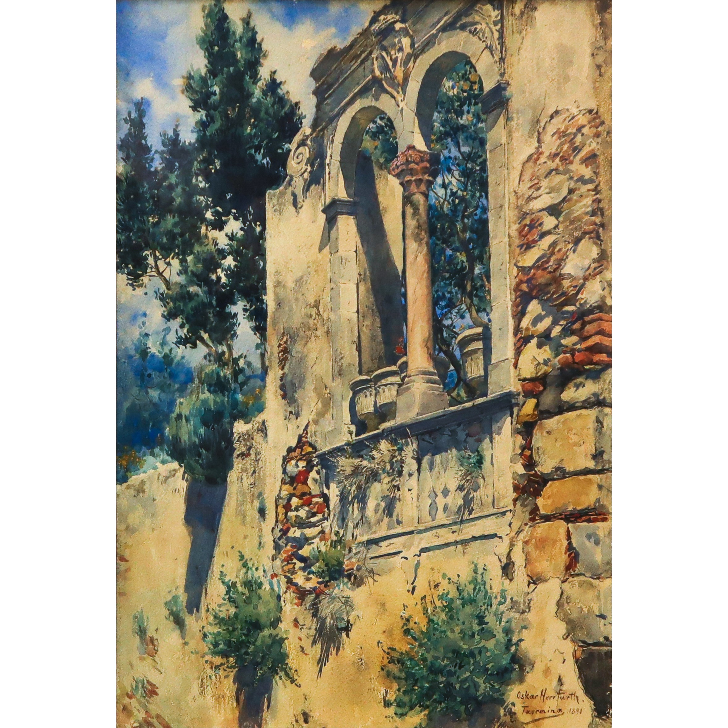 Bifora di rudere di palazzo di Taormina
