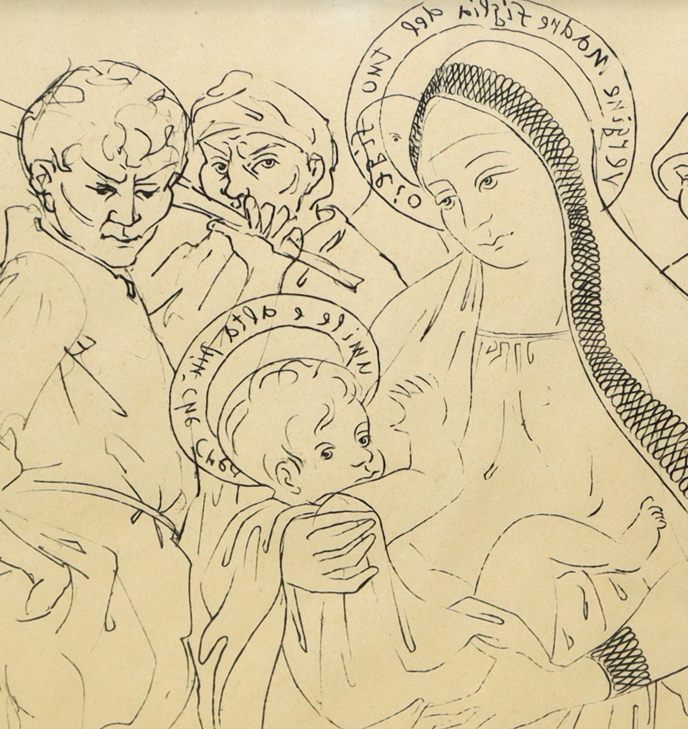 Natività in cornice a foglia oro bulinata