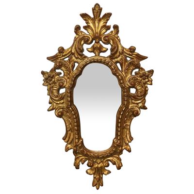 Specchiera in Legno Dorato Intagliato e Scolpito