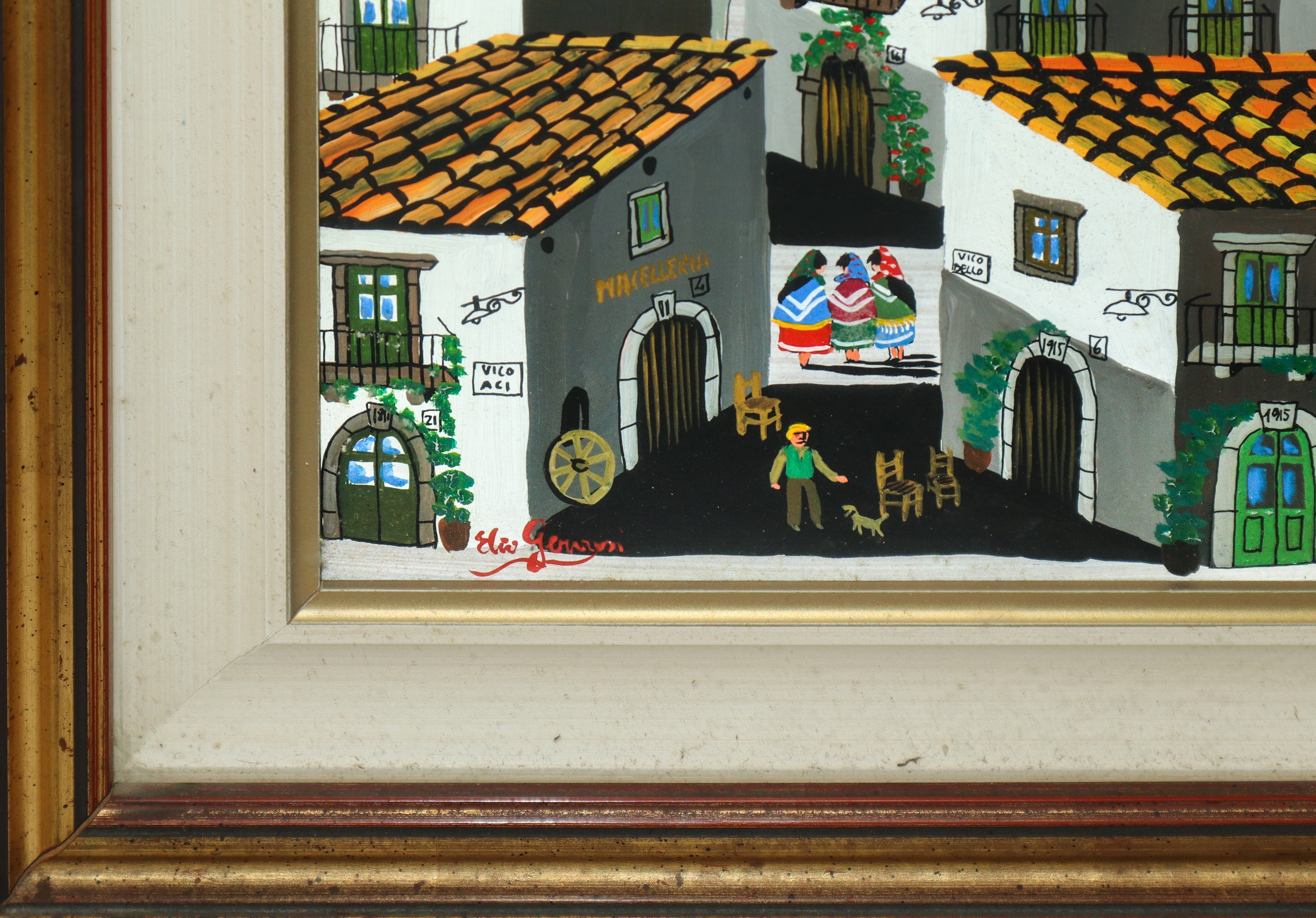 Tetti di case con personaggi