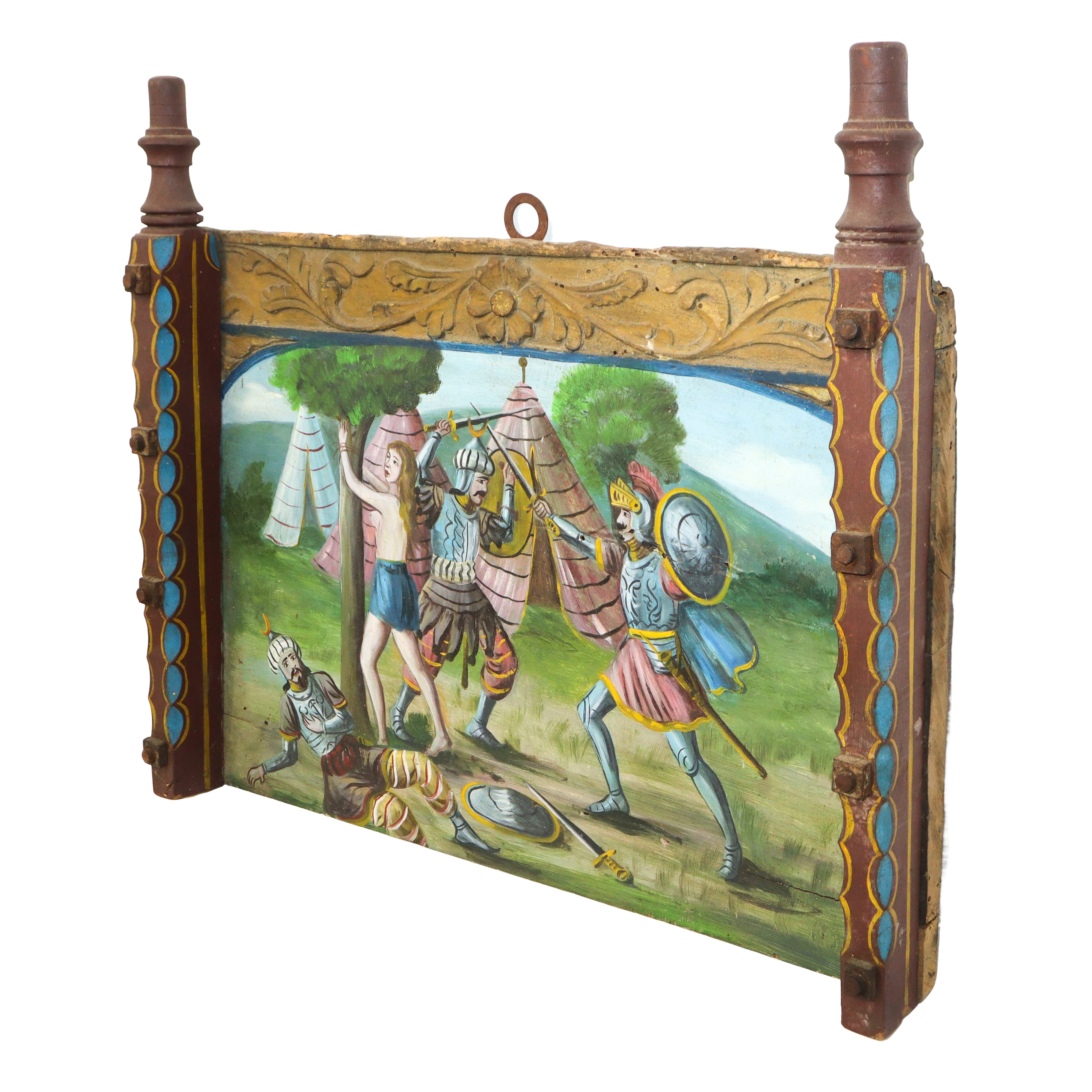 Frammento di carretto raffigurante sfida tra saraceni e paladini