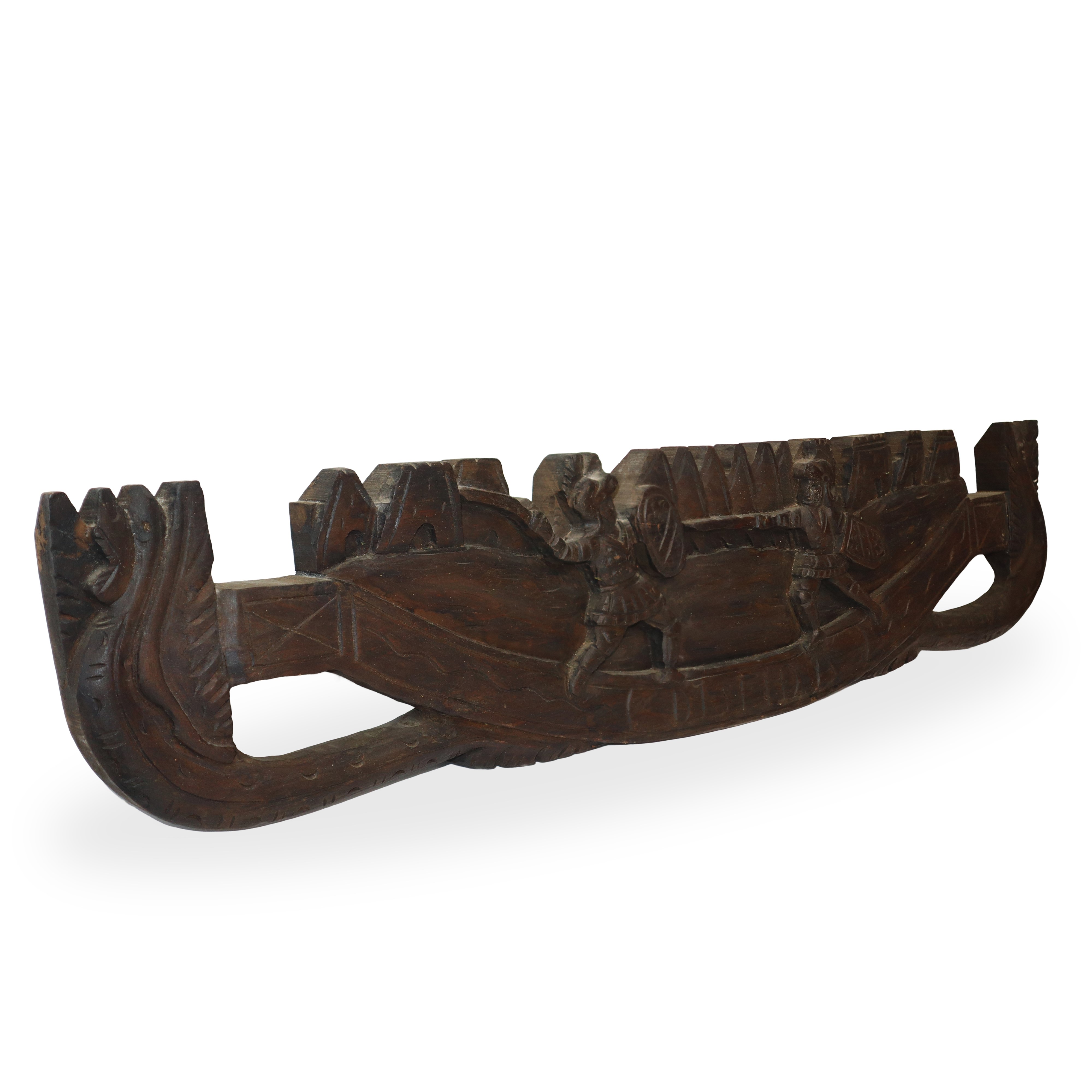 Chiave di carretto "disfida" su legno intagliato e scolpito