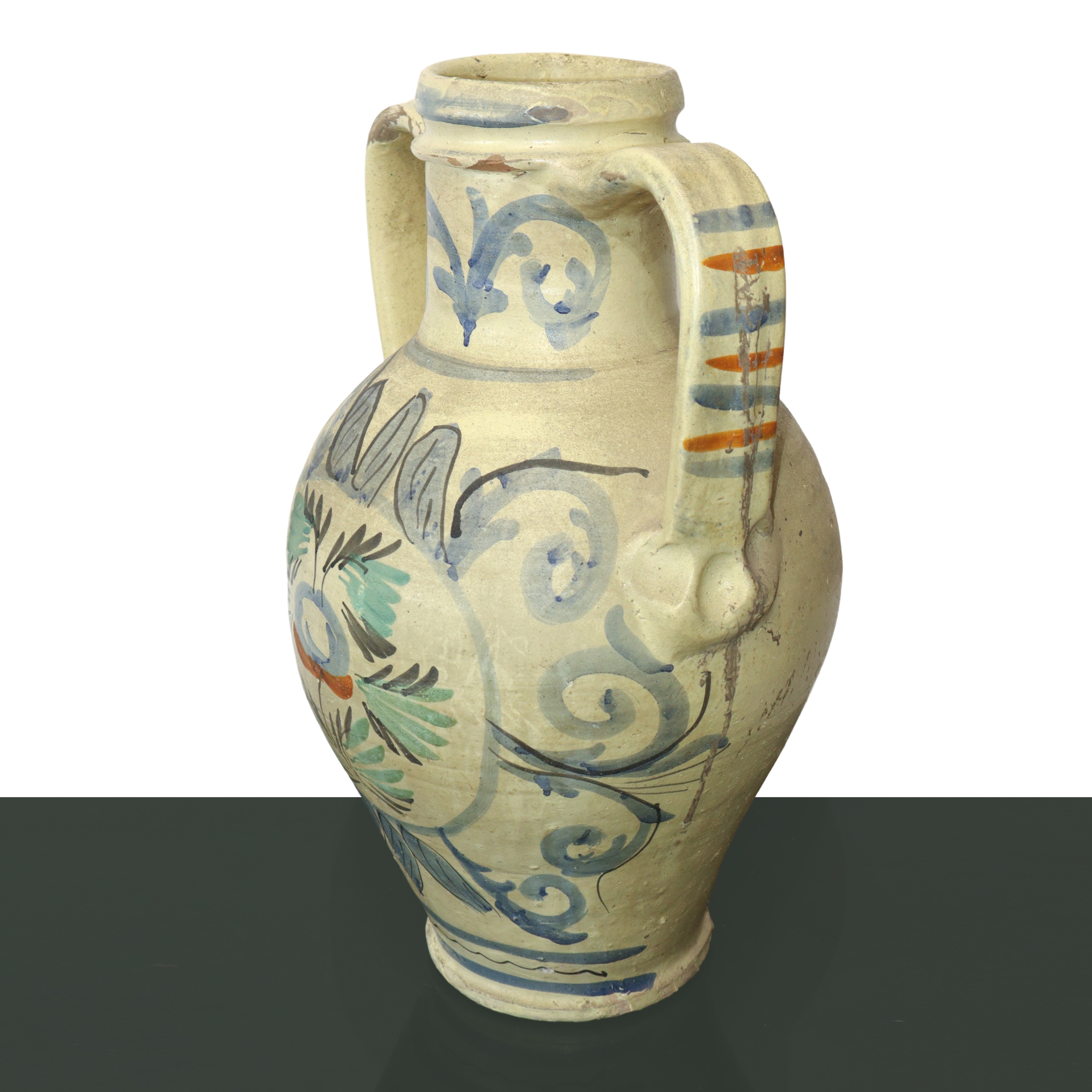 Quartara di Caltagirone con manici dipinta policroma