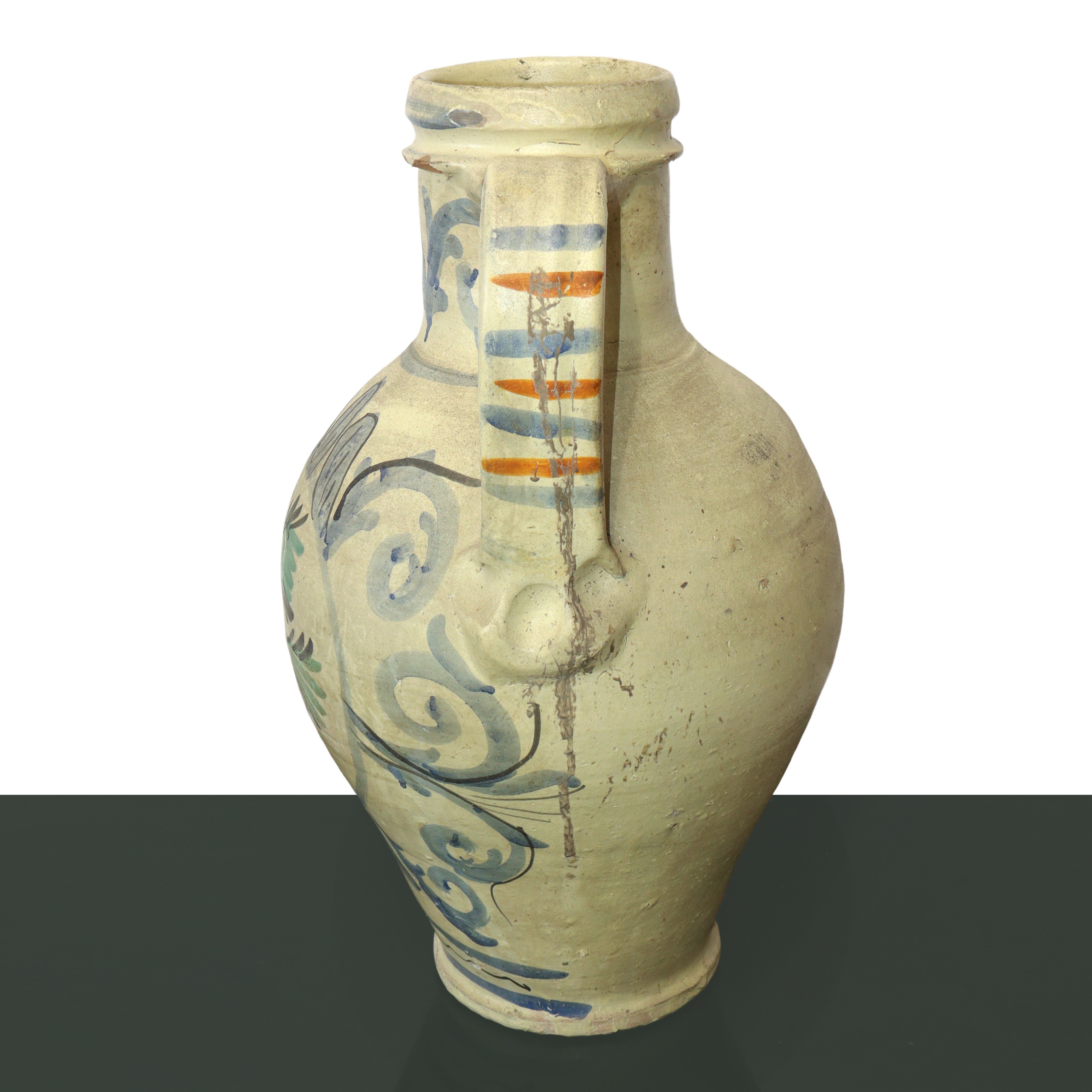 Quartara di Caltagirone con manici dipinta policroma