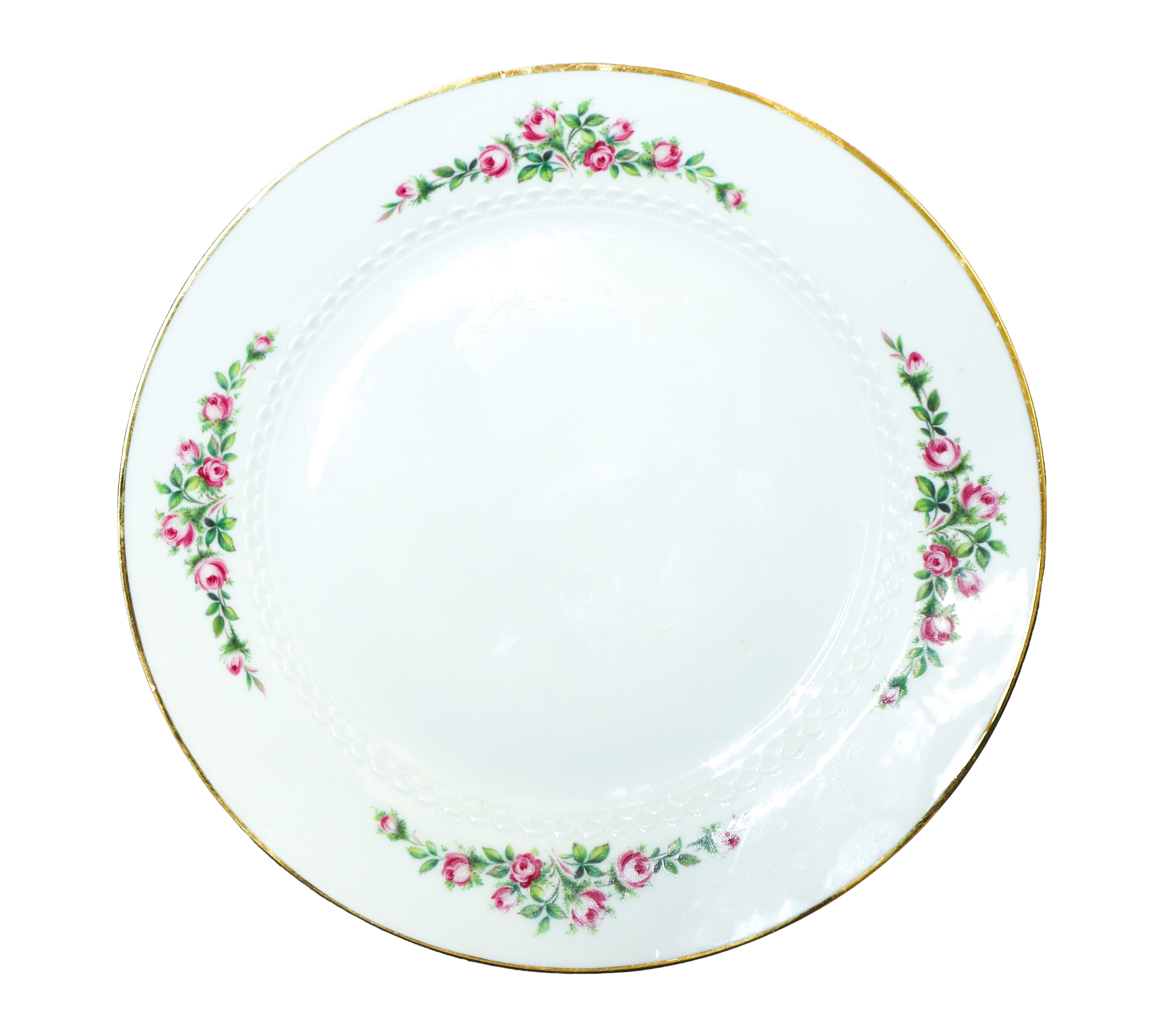 Servizio di piatti bianco con decori floreali