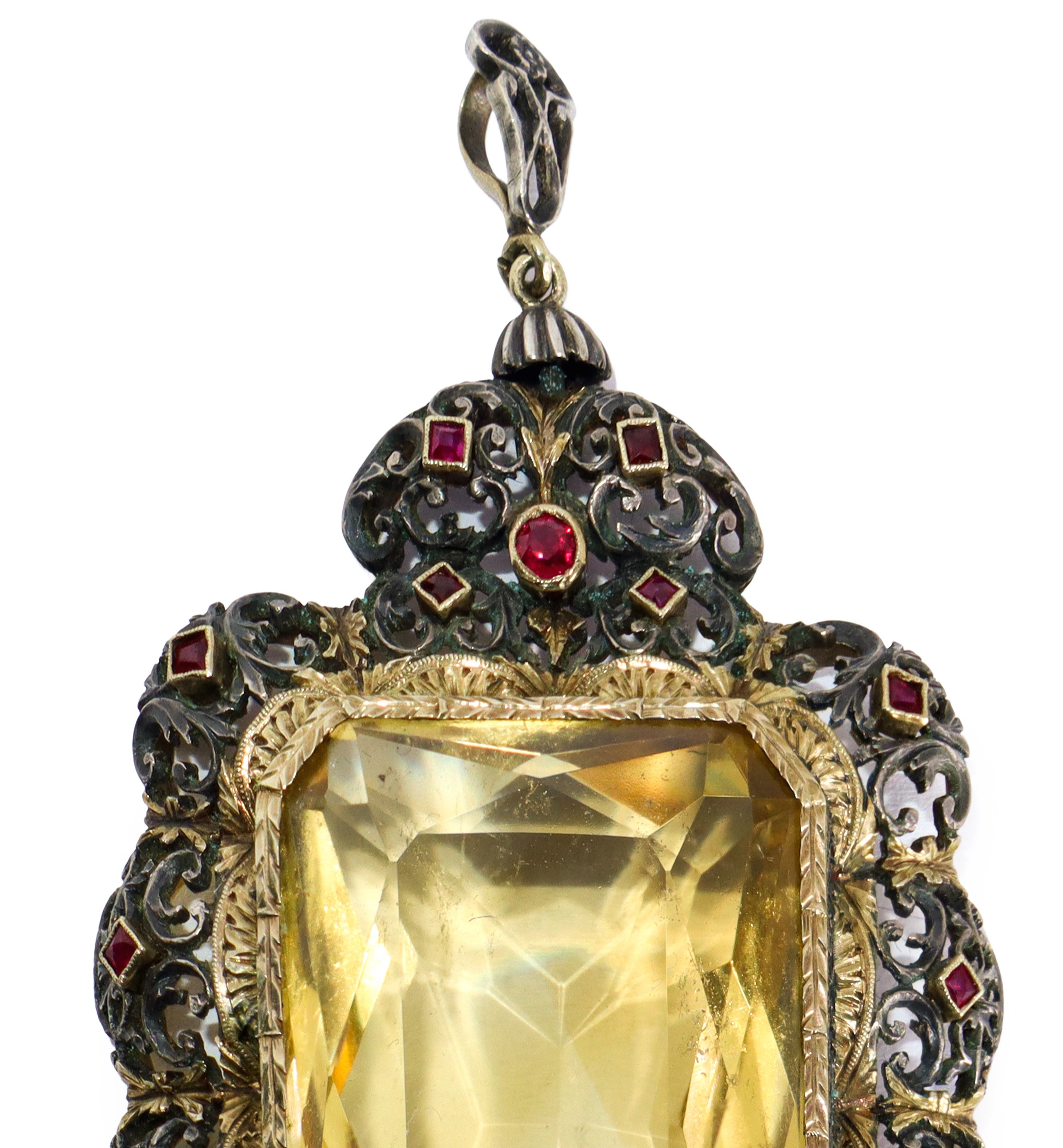 Pendentif in Argento e e Oro con Topazio Centrale