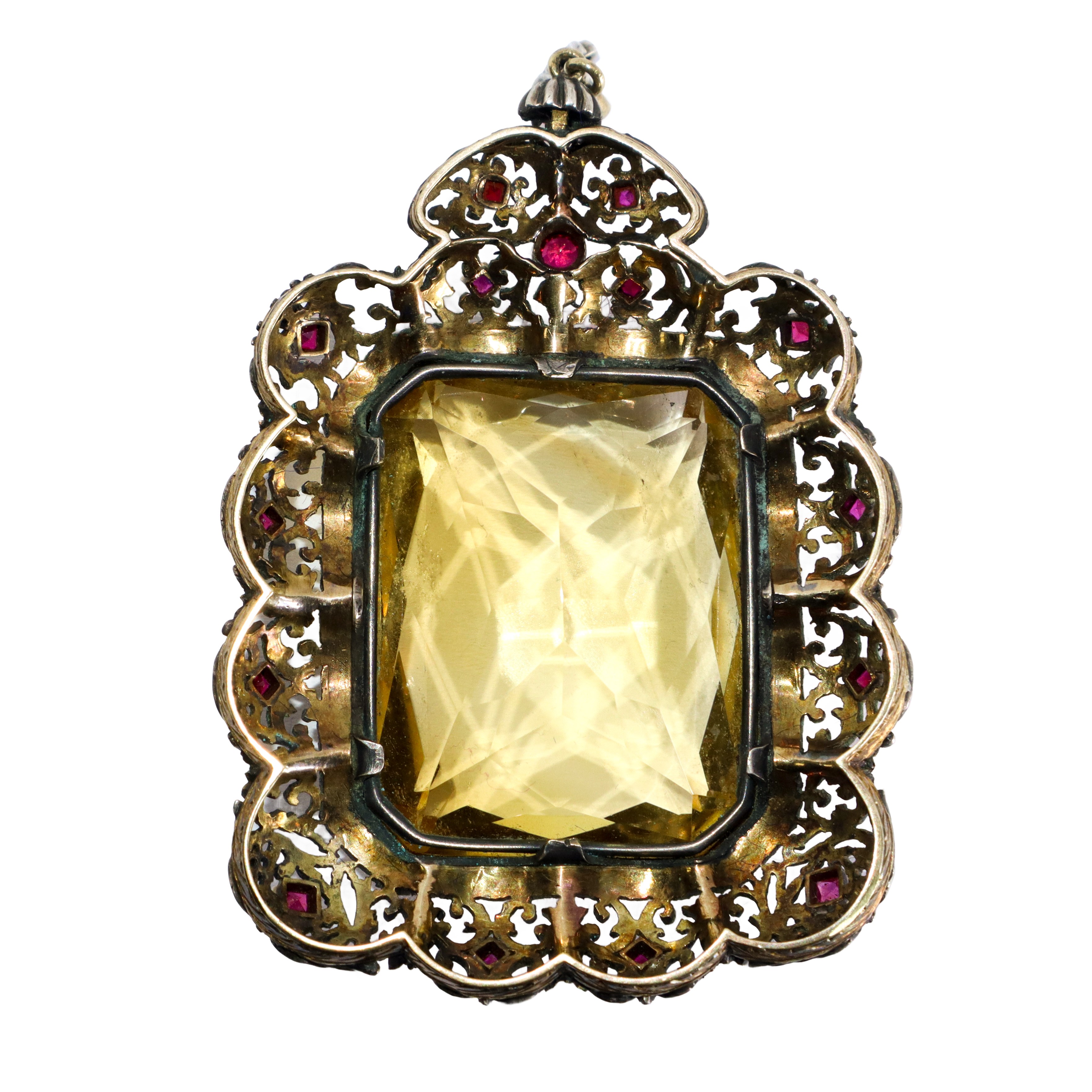 Pendentif in argento e e oro con topazio centrale