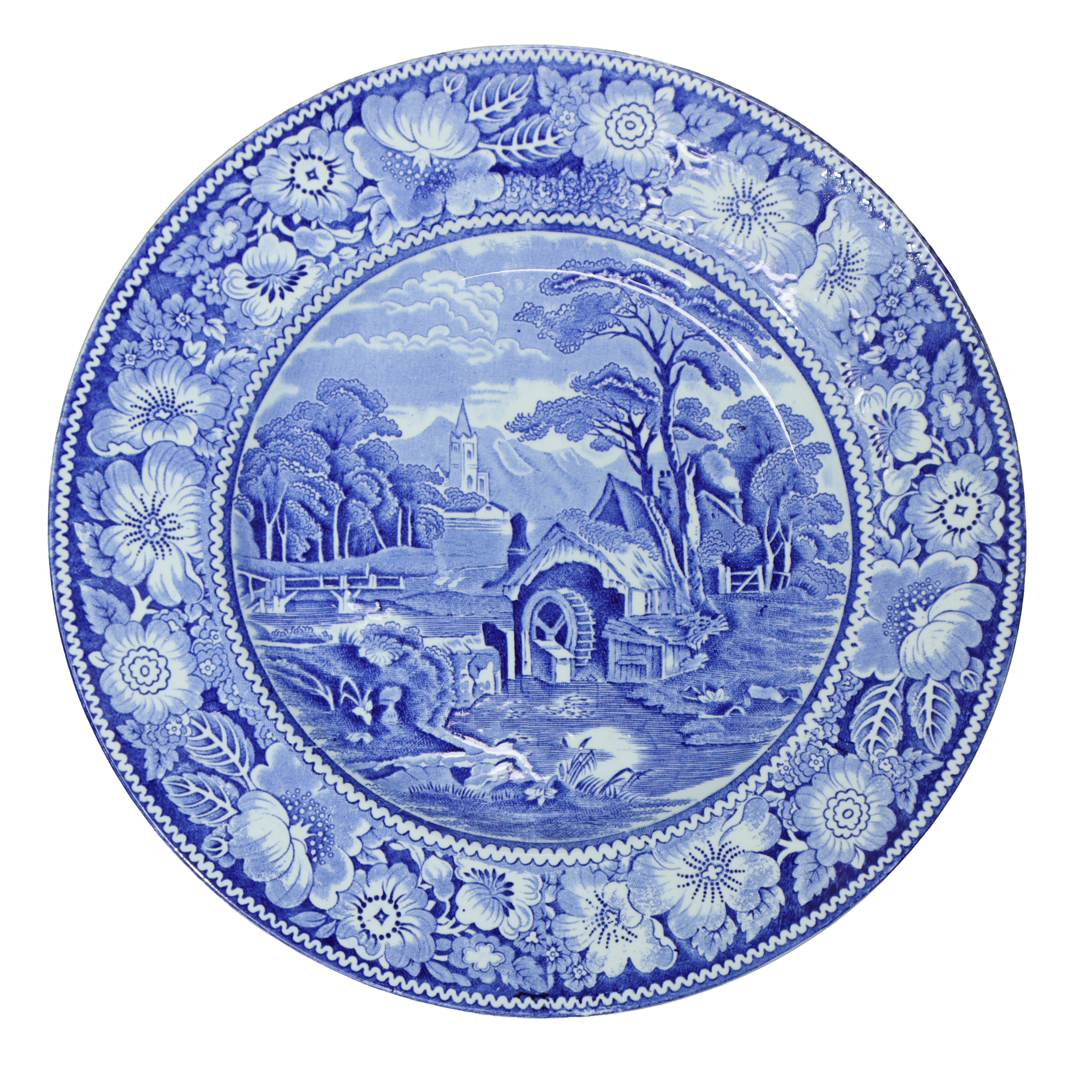 Servizio di piatti in porcellana inglese con decori nei toni del blu