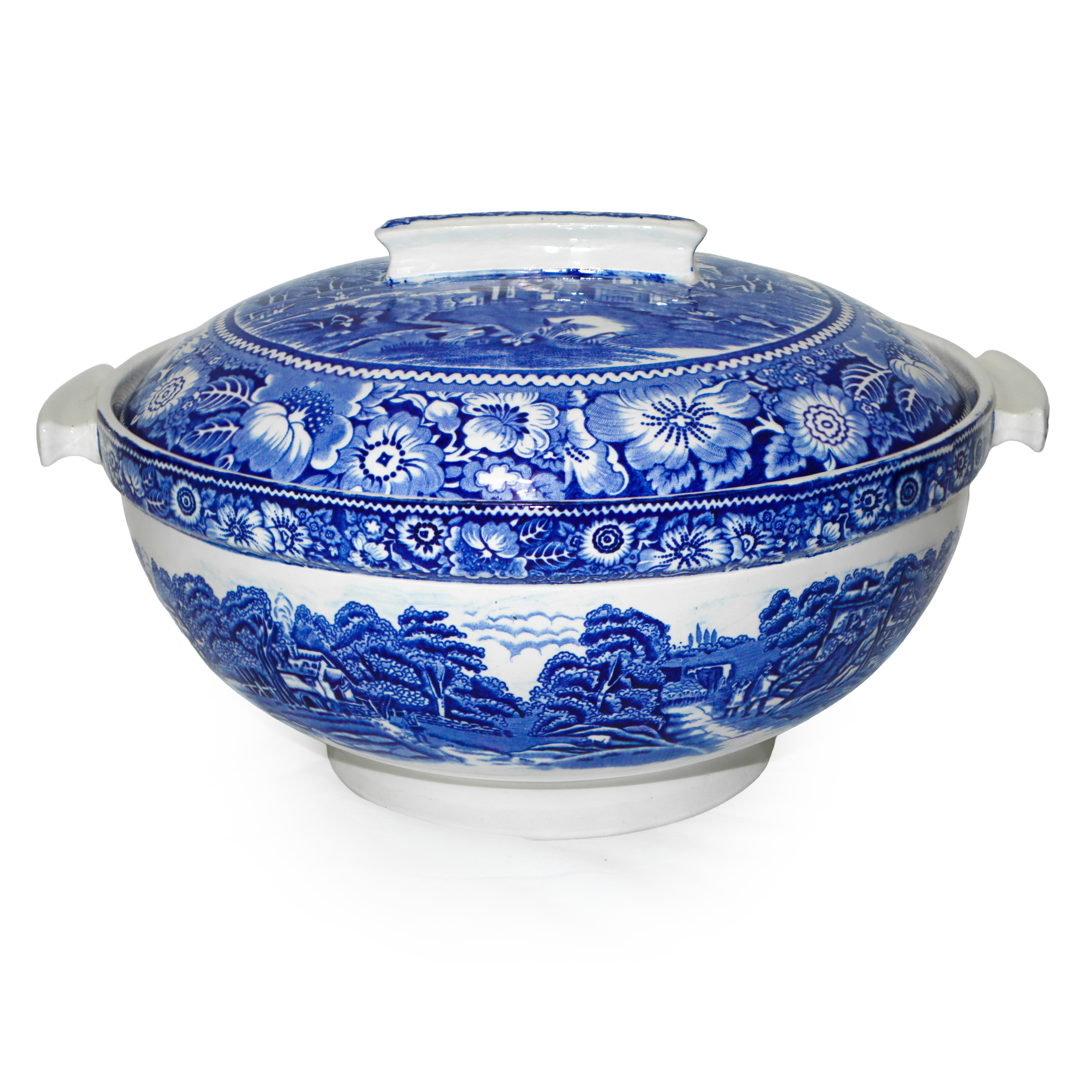 Servizio di piatti in porcellana inglese con decori nei toni del blu