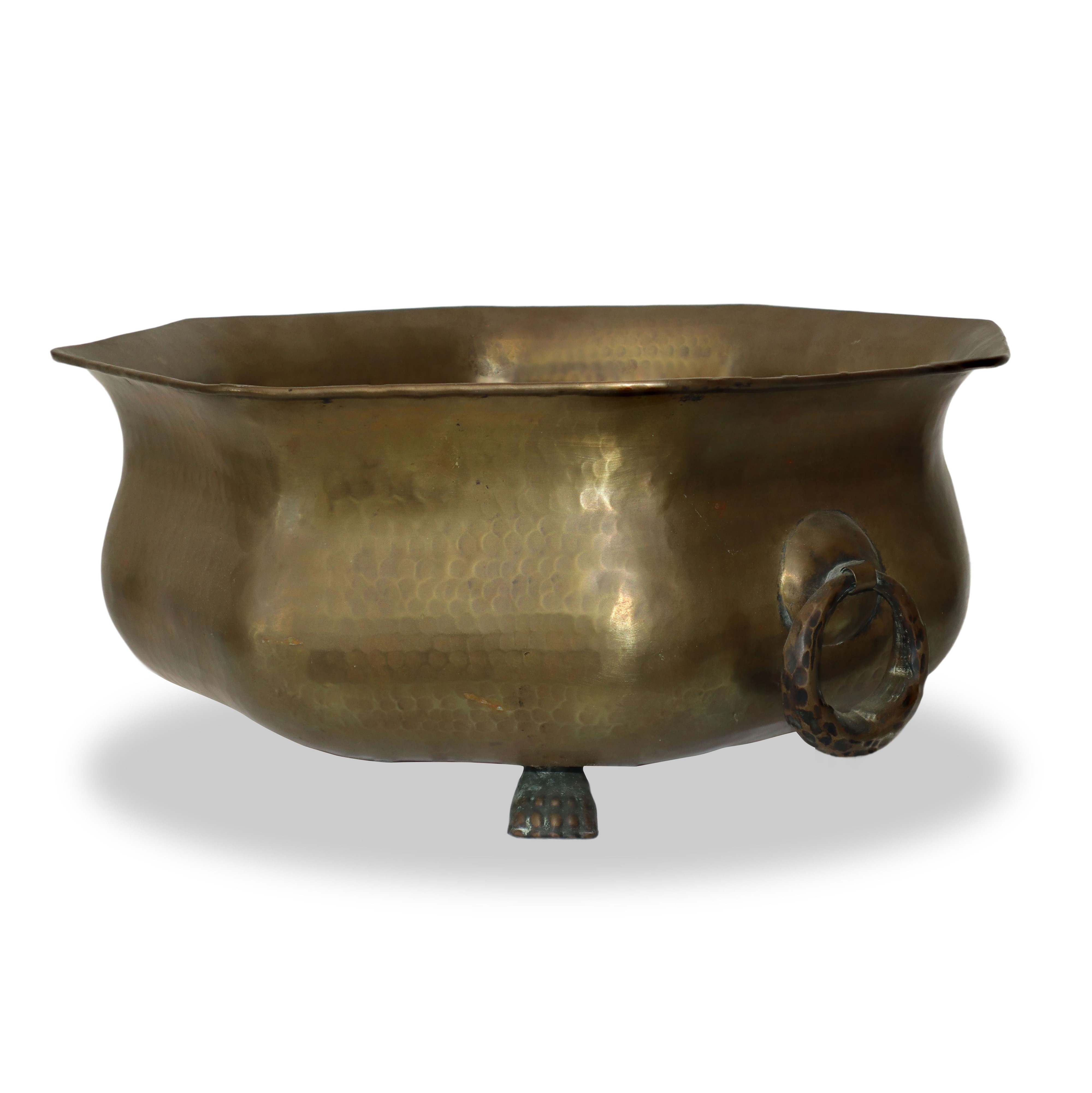 Grande Cachepot Ottagonale in Metallo Bronzato