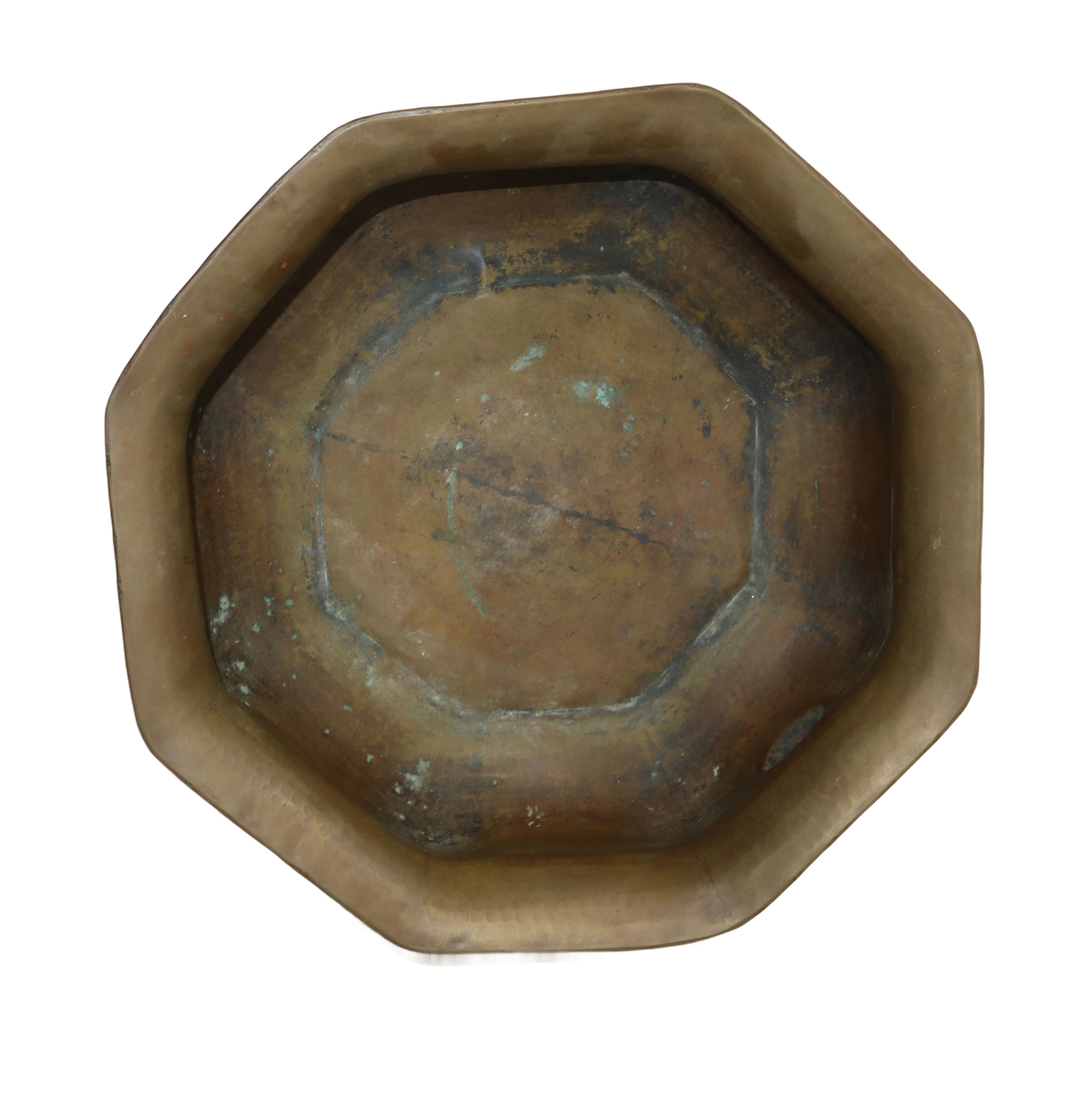 Grande Cachepot Ottagonale in Metallo Bronzato