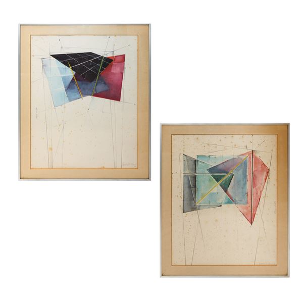 Paolo  Ghilardi - N°2 Drawings for glass sculpture