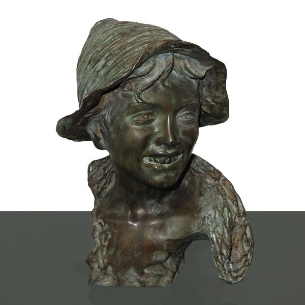 Vincenzo Cinque - Neapolitan urchin, Brown patinated bronze 
