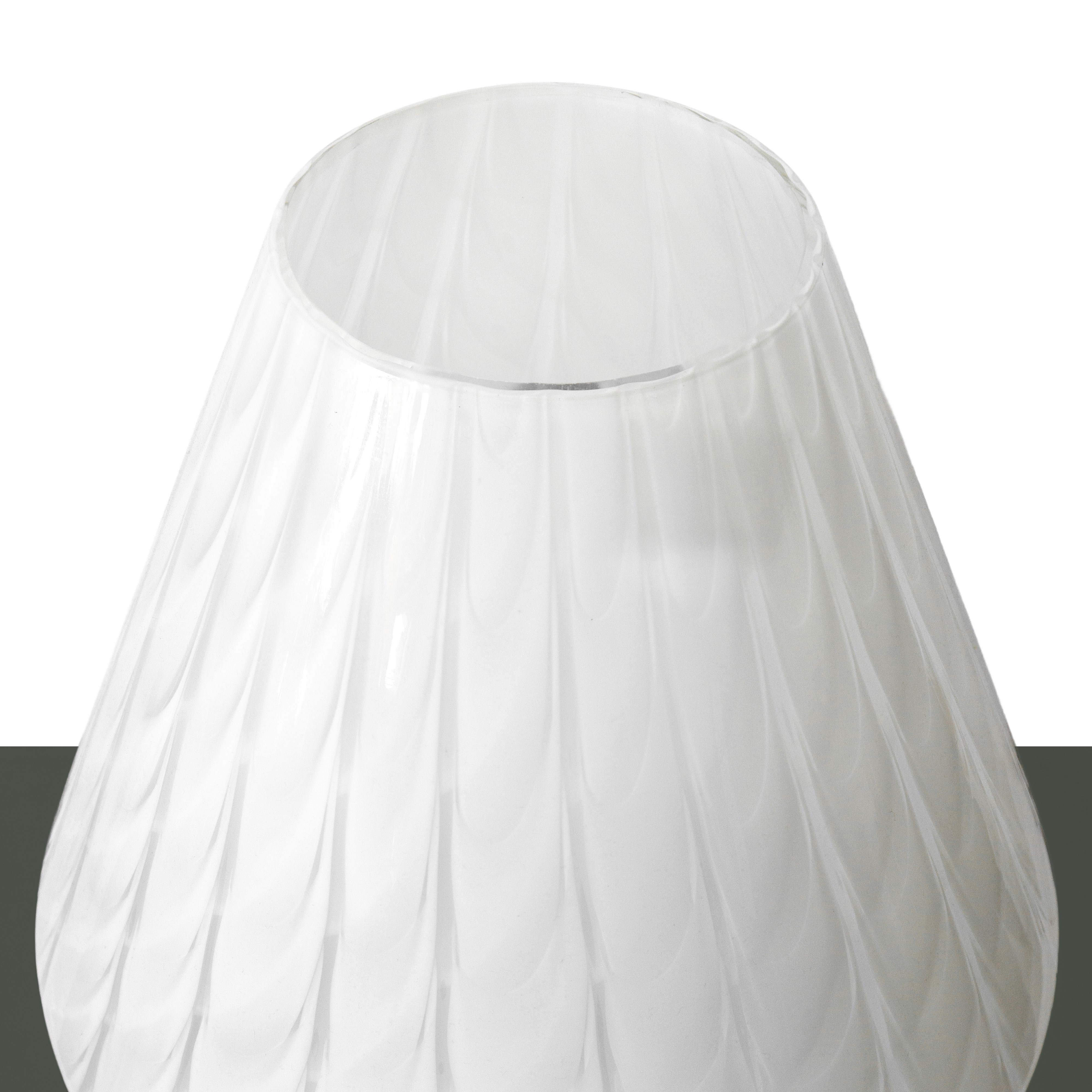 Lume da tavolo in vetro di Murano bianco lattimo a righe