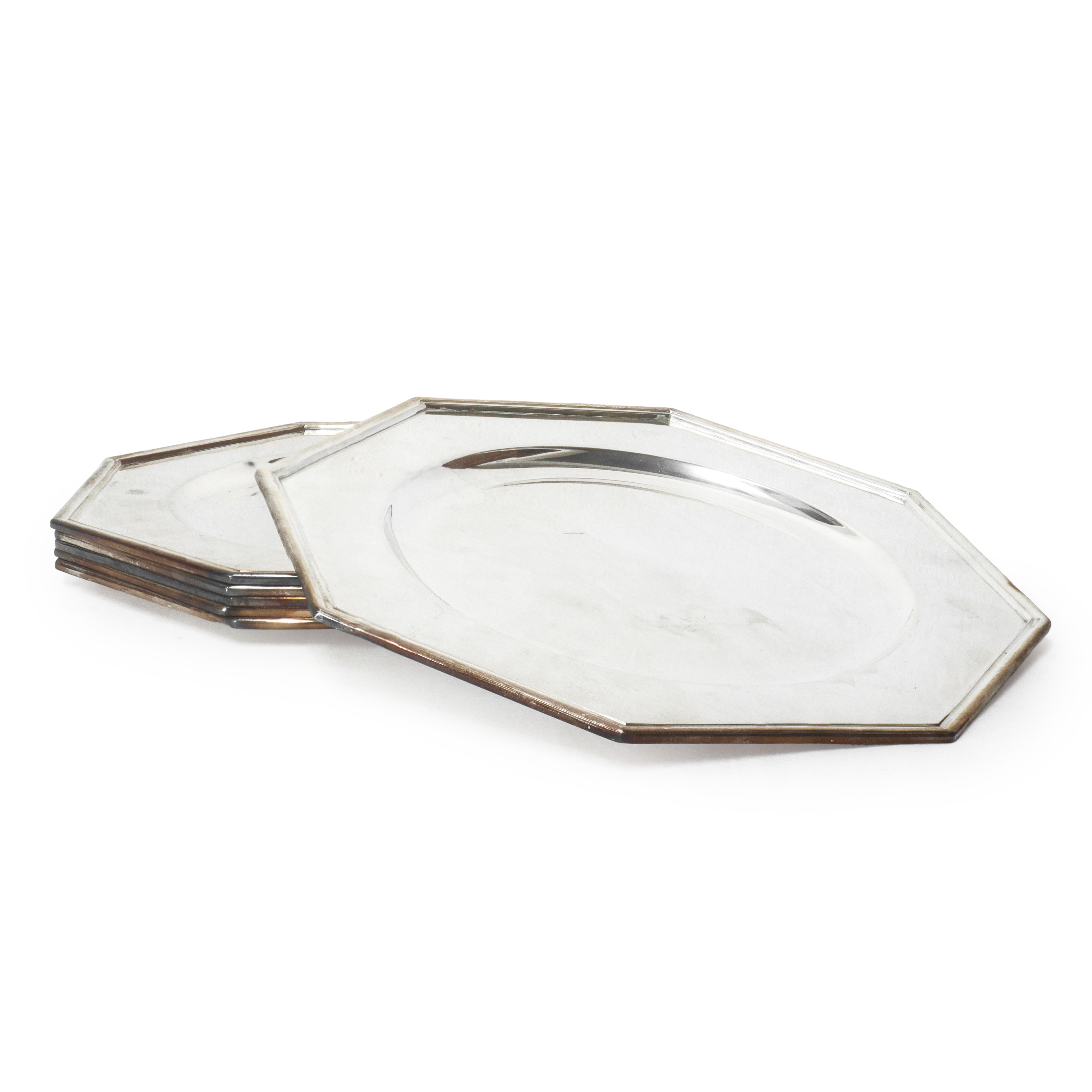 Petruzzi e Branca - Zuppiera ottagonale in silver plated con vassoio e sei sottopiatti