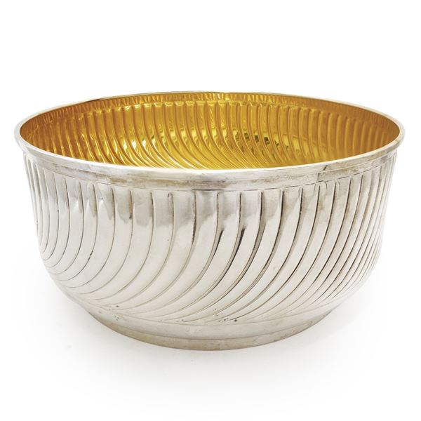 Large bowl in 800 silver and vermeil silver