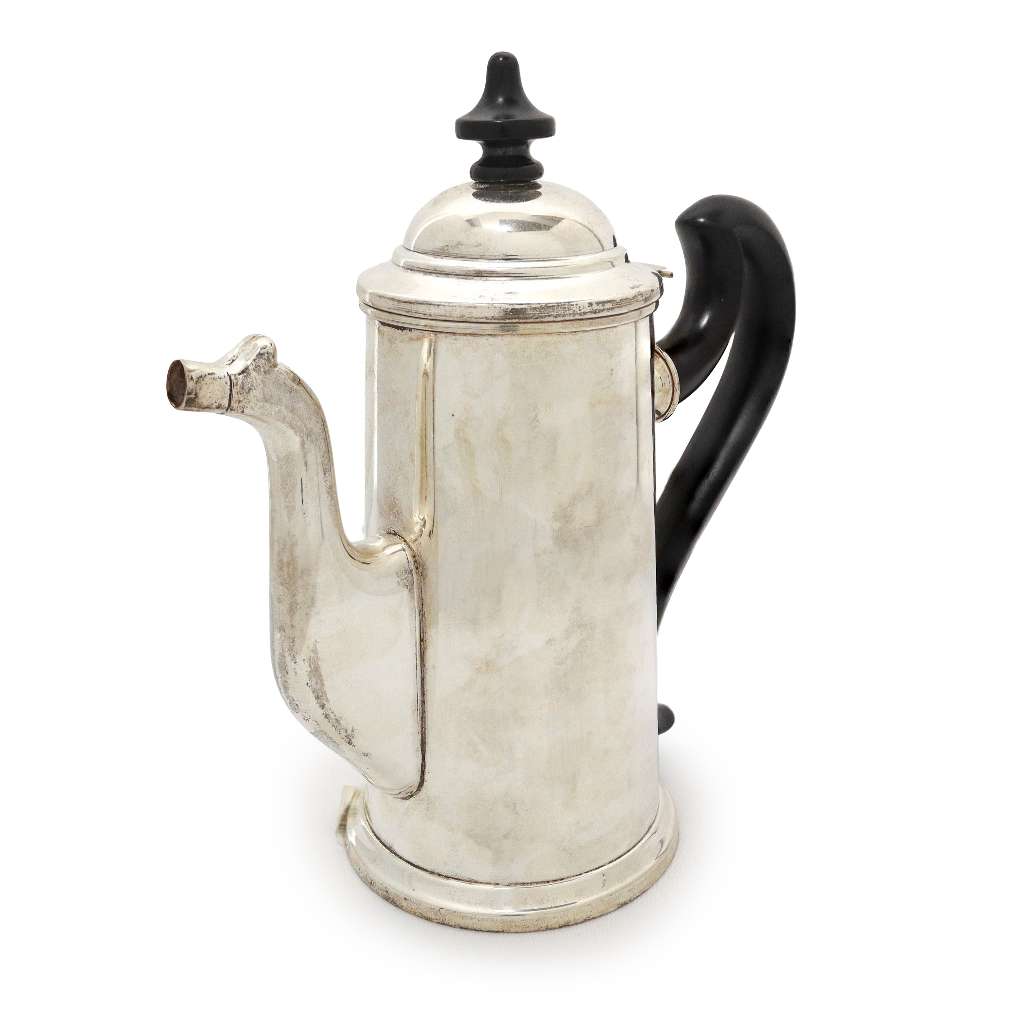 Caffettiera in argento 800 con manico nero