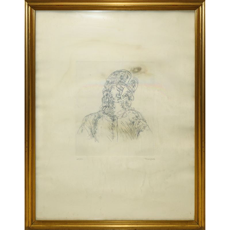 Giuseppe Mazzullo - Busto di donna, incisione