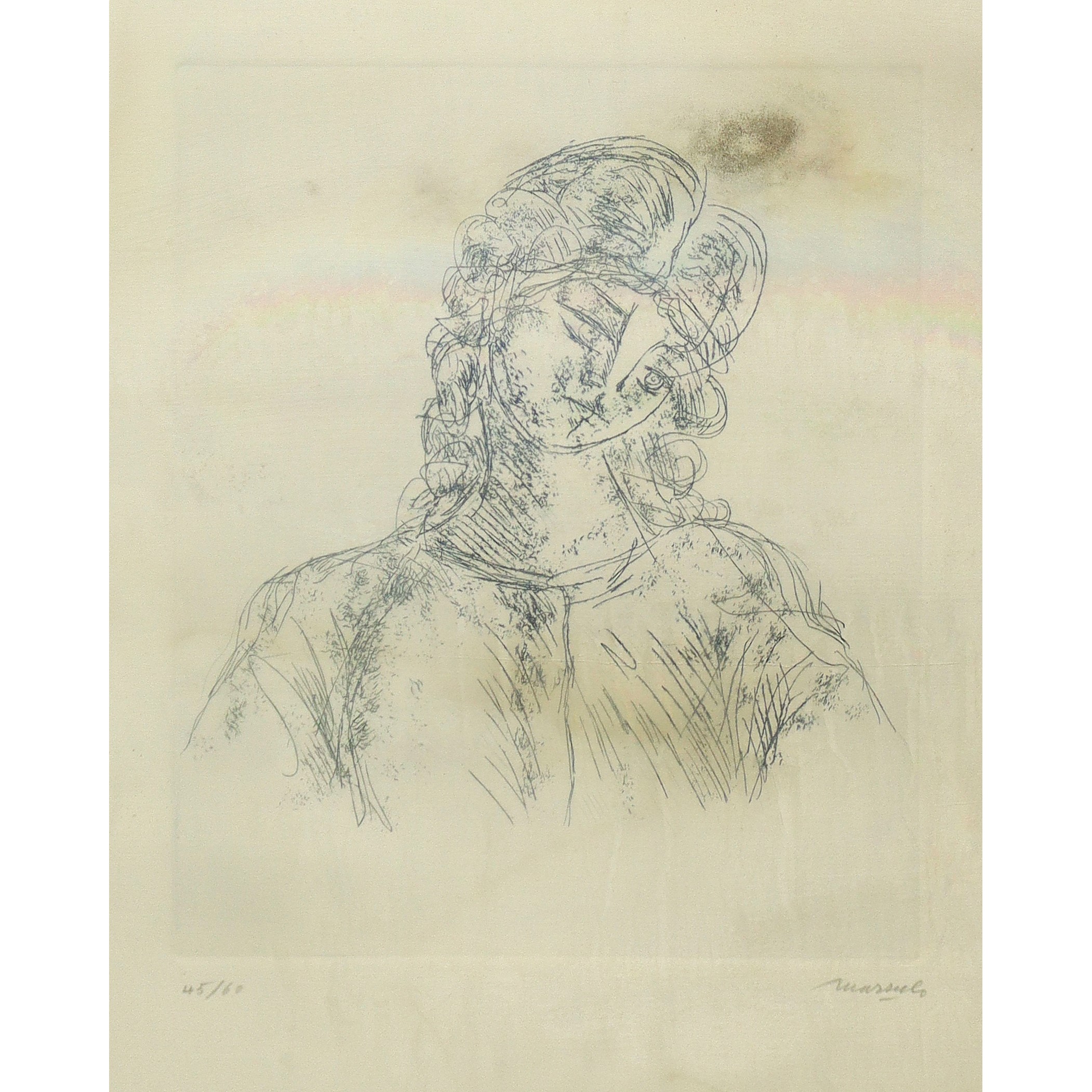 Giuseppe Mazzullo - Busto di donna, incisione