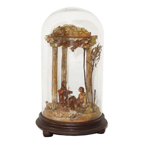 Presepe entro campana di vetro
