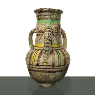 Vaso in Maiolica di Caltagirone Decorata Policroma Invetriata e Smaltata