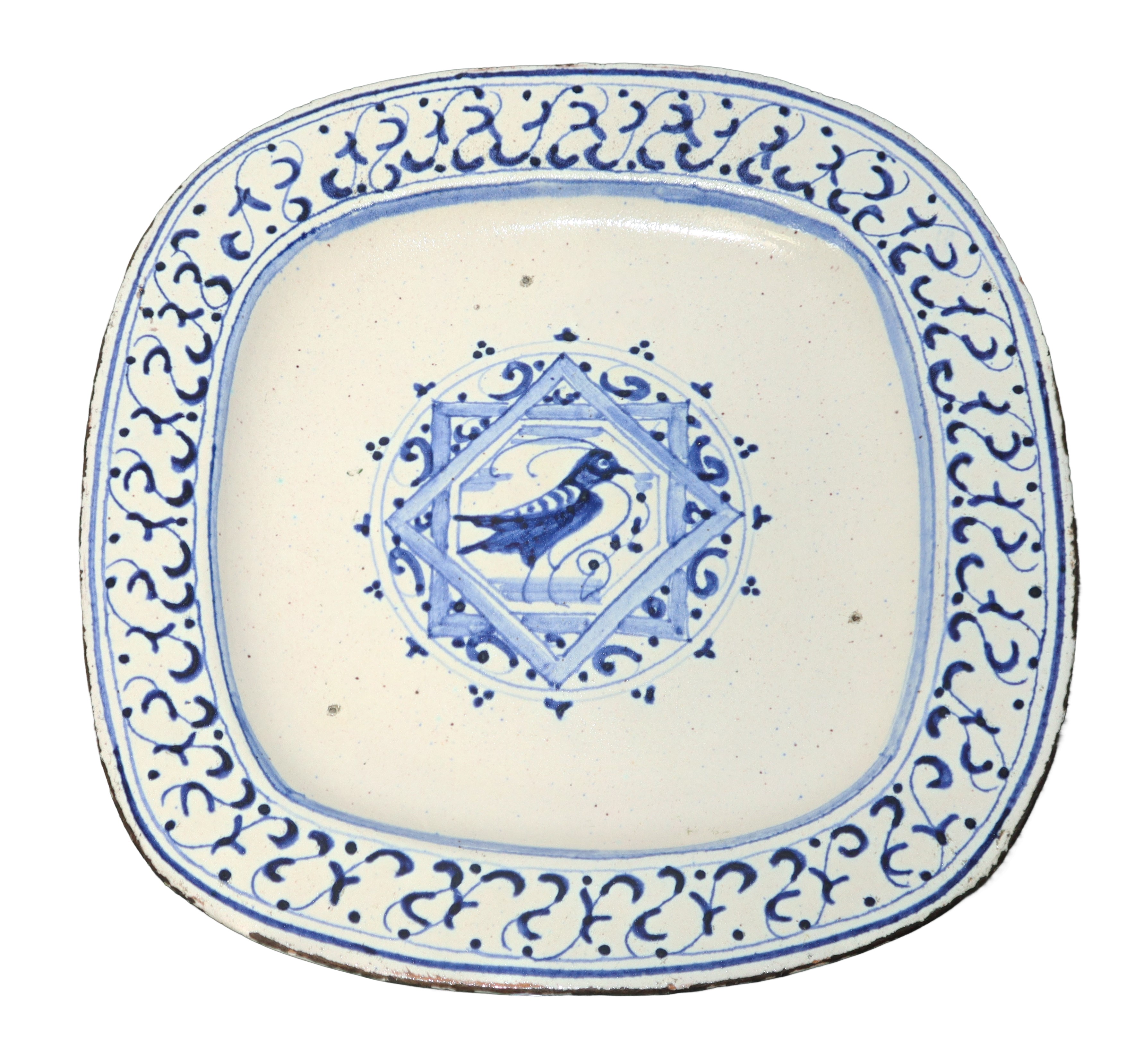 Piatto e Versatoio in Maiolica Deruta Decorati a Motivi a Foglie
