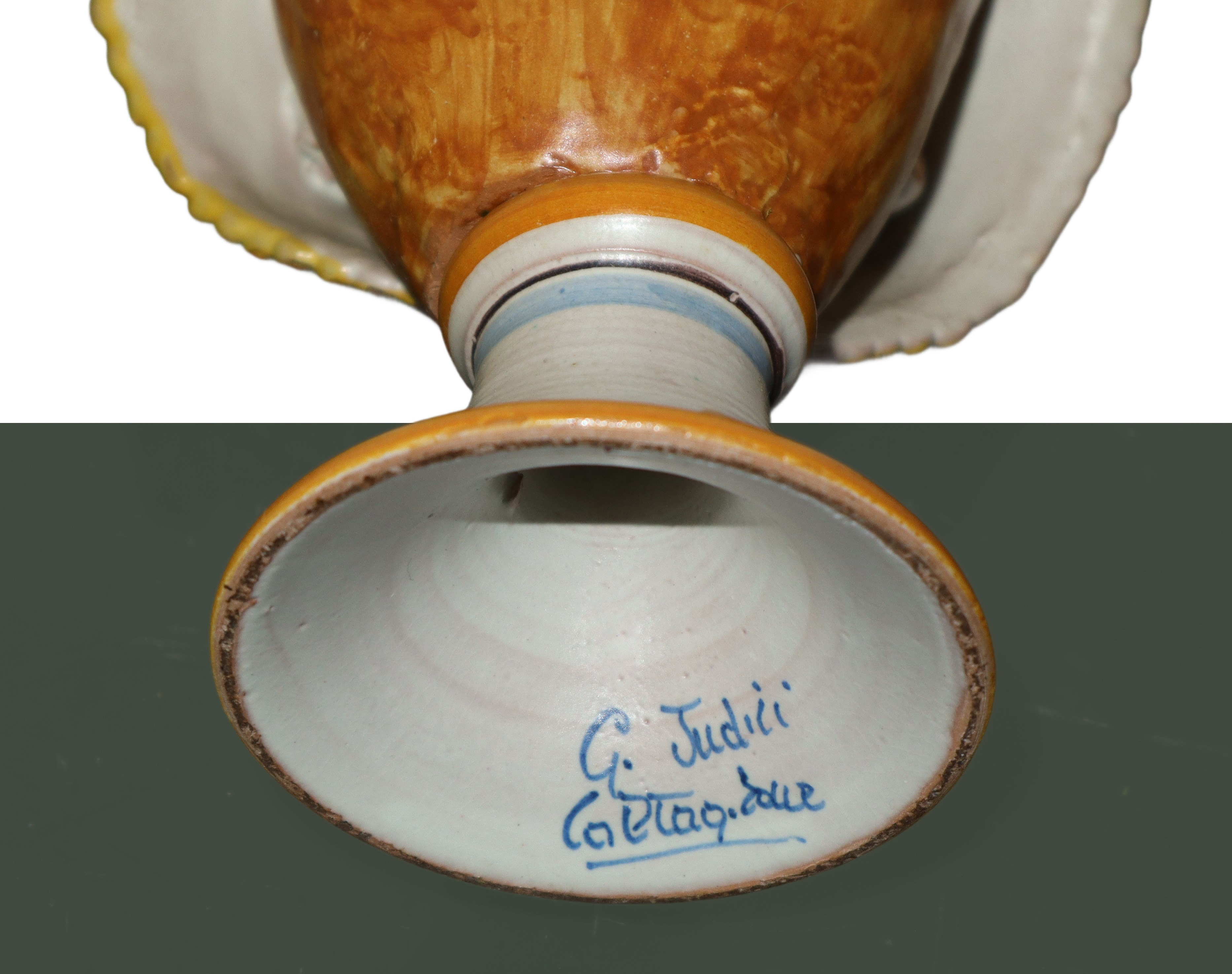 Coppia di Lumiere a mezzobusto in maiolica di Caltagirone