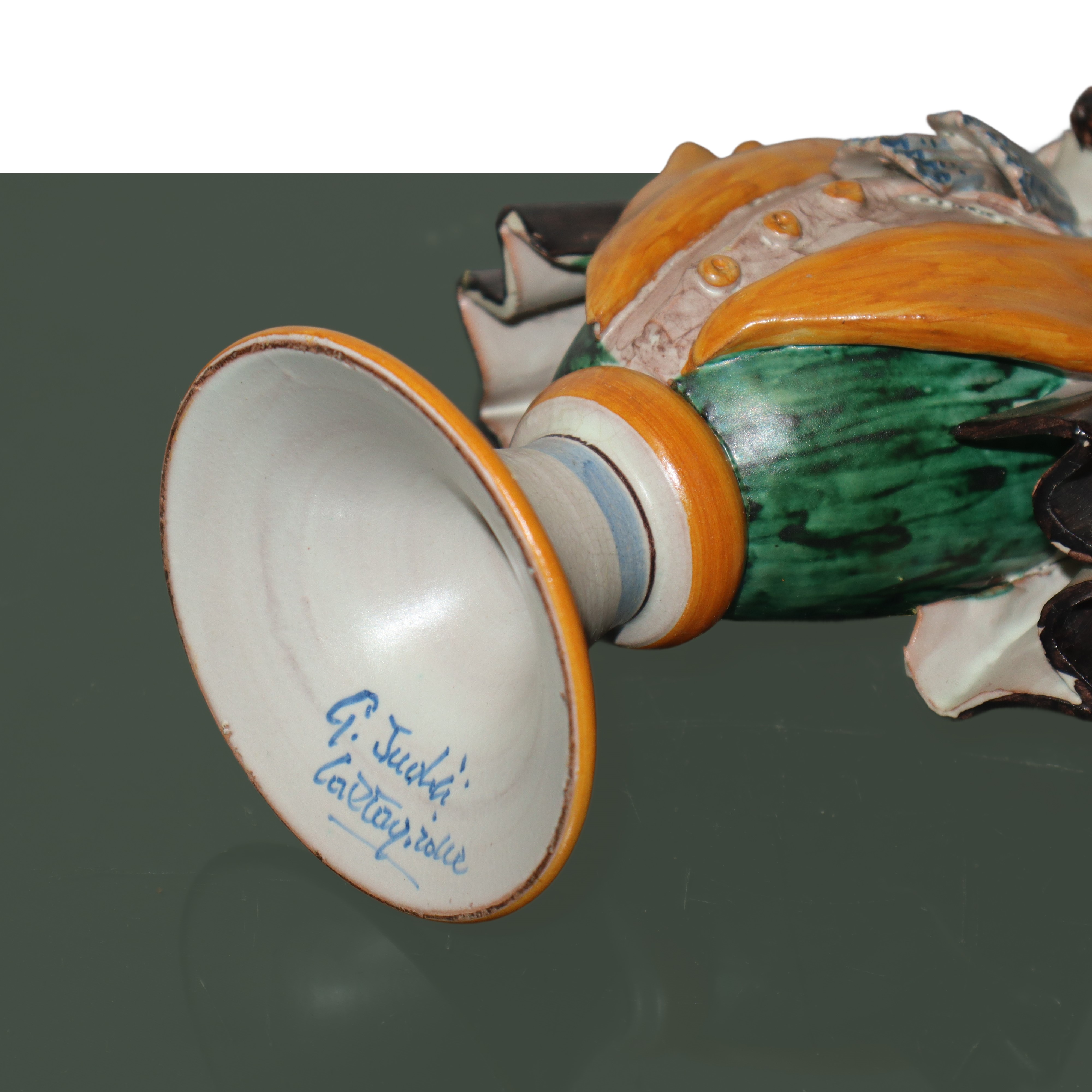 Coppia di Lumiere a mezzobusto in maiolica di Caltagirone