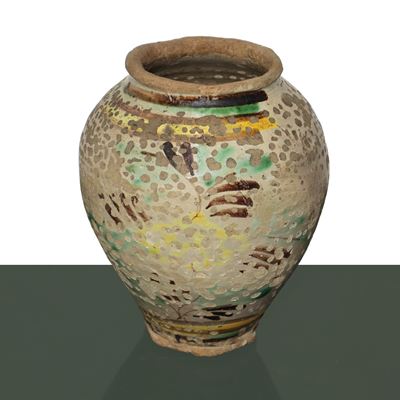 Vaso in Ceramica di Caltagirone Decorato con Fiore
