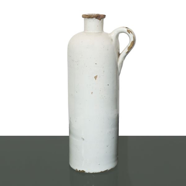 White glazed bottle with handle