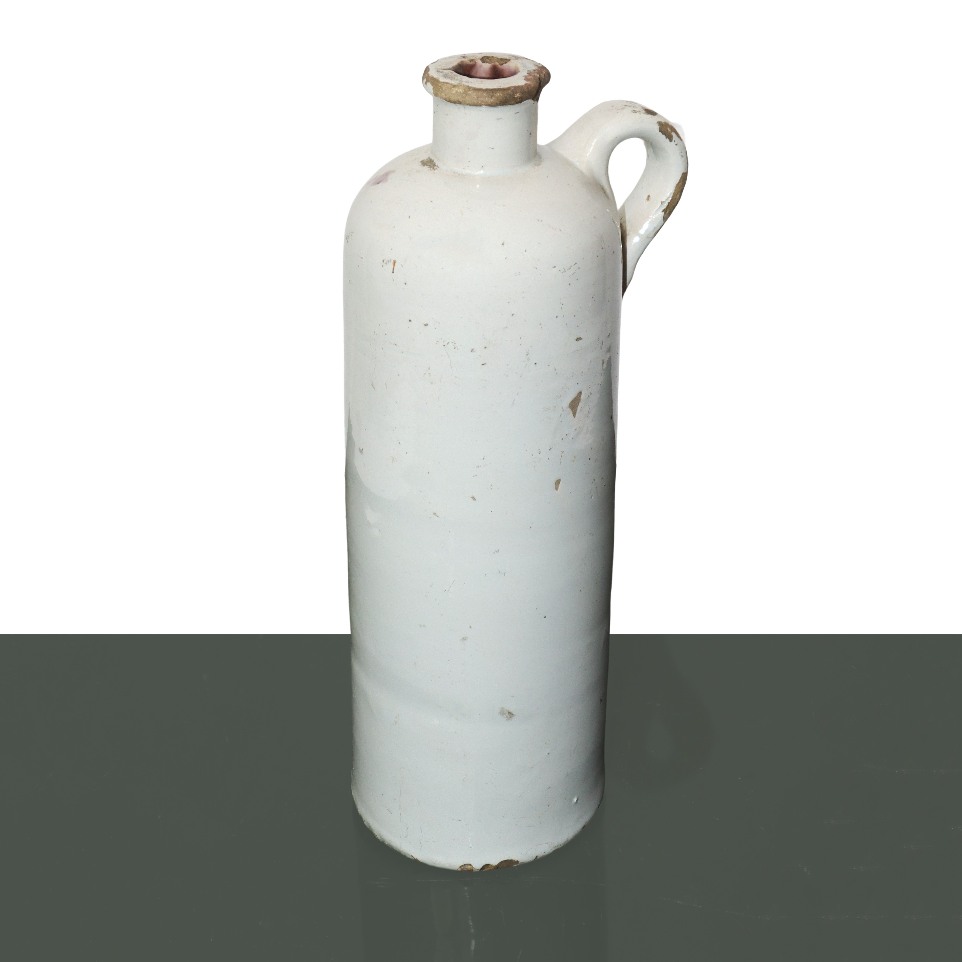 Bottiglia con manico invetriata bianca