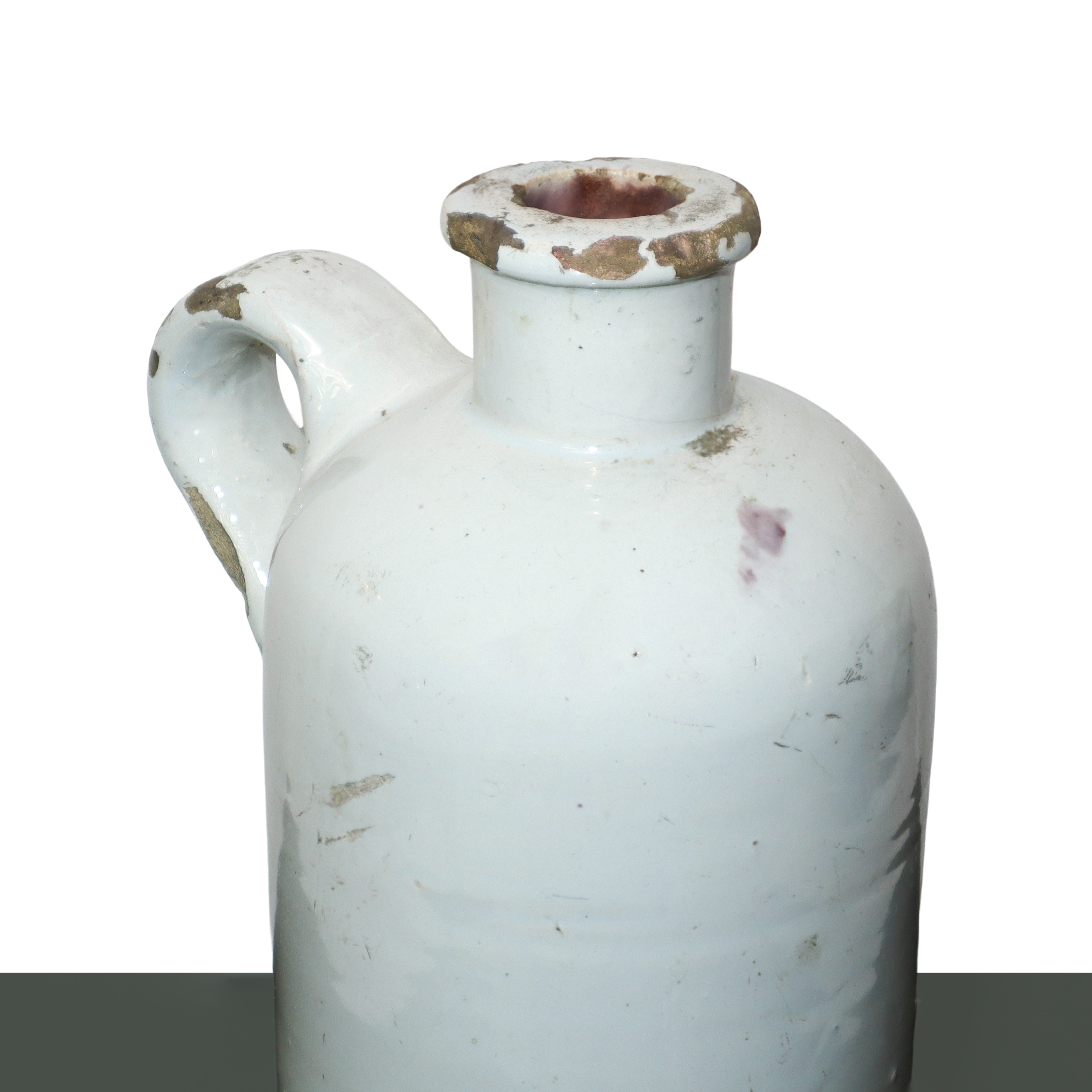 Bottiglia con manico invetriata bianca