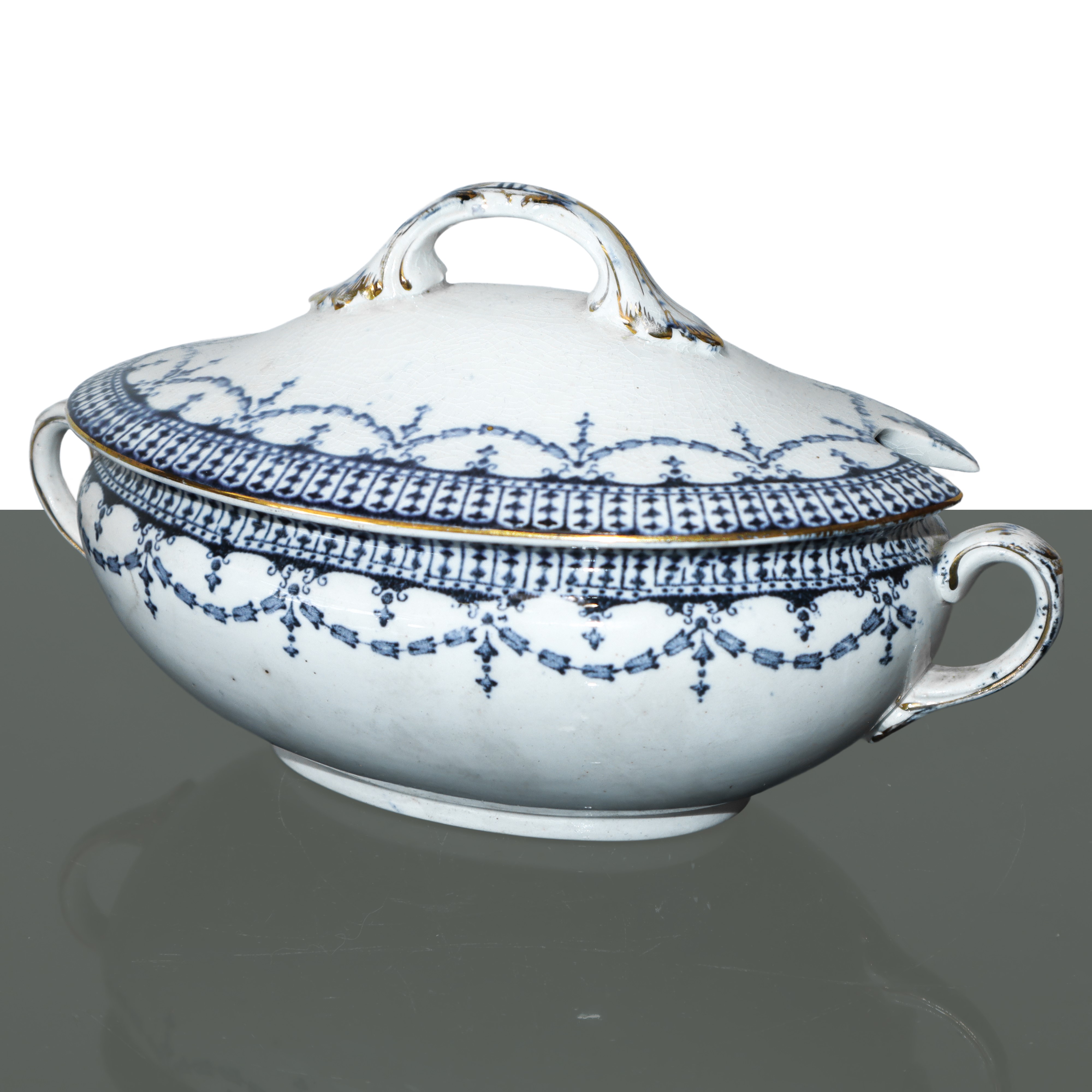 Wedgwood Made in England - Wedgwood, Piccola zuppiera in porcellana bianca con decori blu