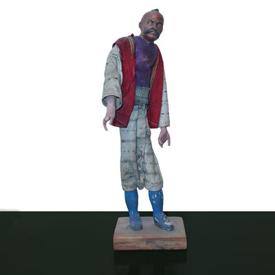 Personaggio presepiale napoletano, terracotta e legno, XIX secolo