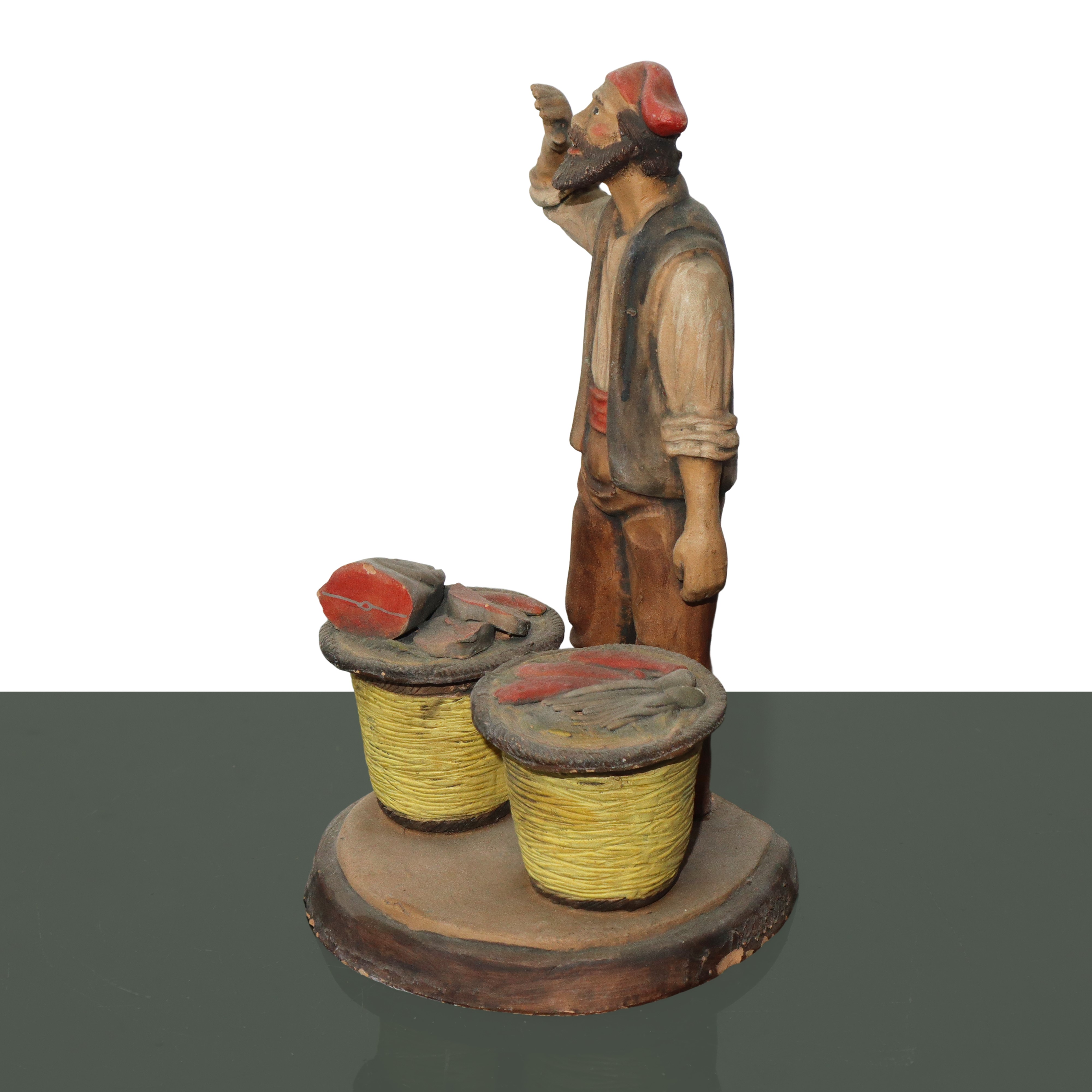 Scultura in terracotta artigianato palermitano: pescivendolo