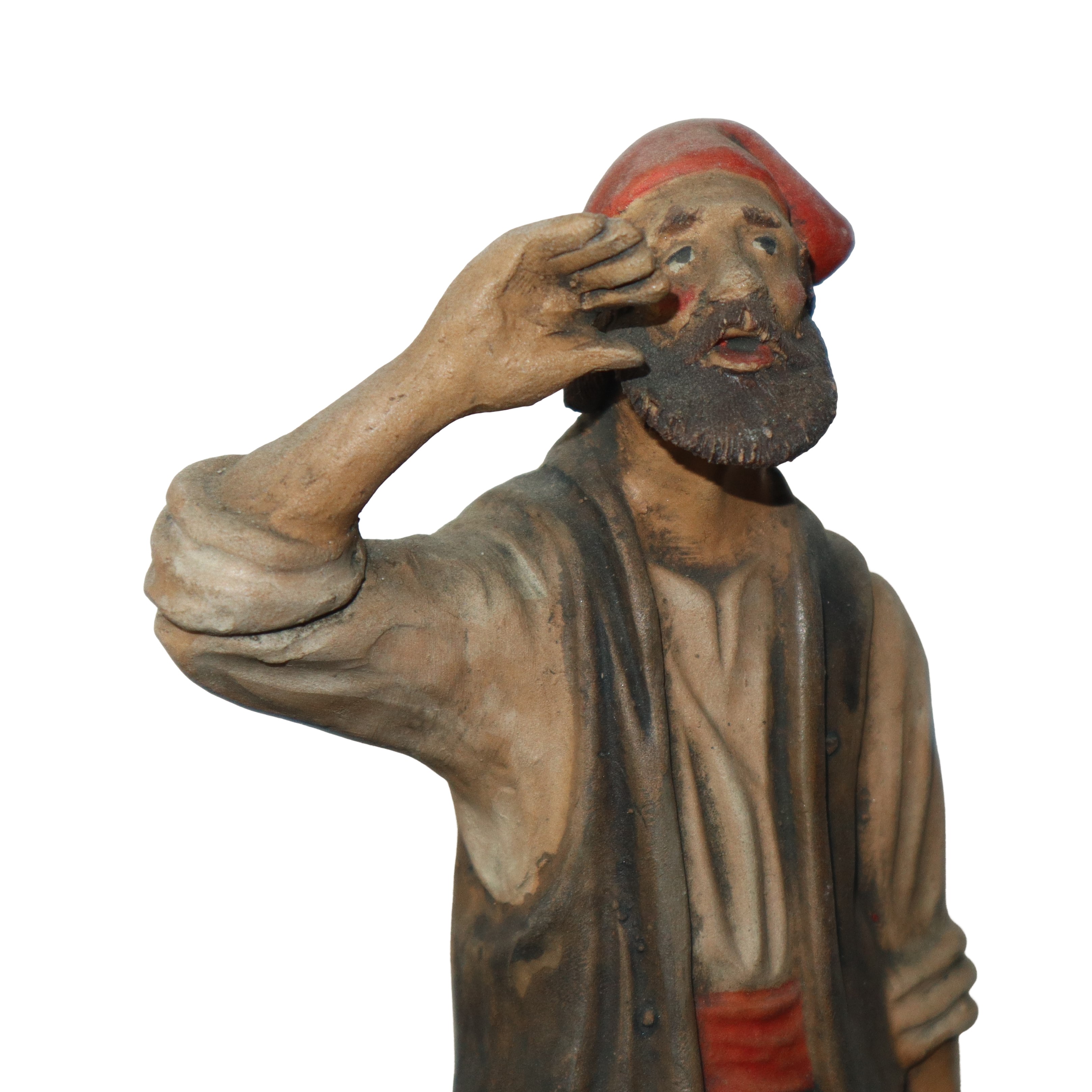 Scultura in terracotta artigianato palermitano: pescivendolo