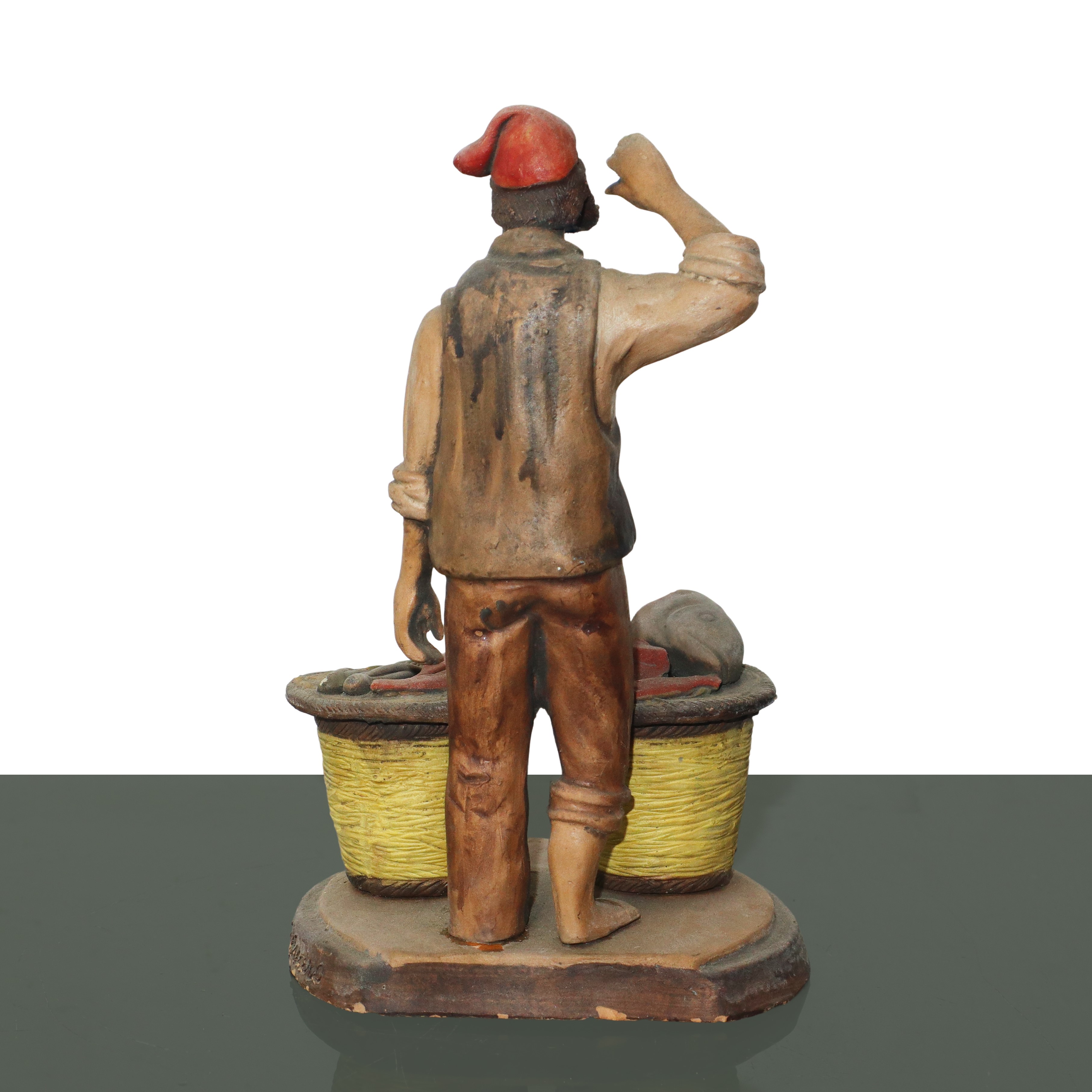 Scultura in terracotta artigianato palermitano: pescivendolo