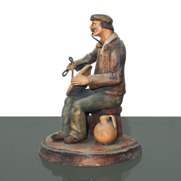 SCULTURA IN TERRACOTTA ARTIGIANATO PALERMITANO: riparatore di piatti