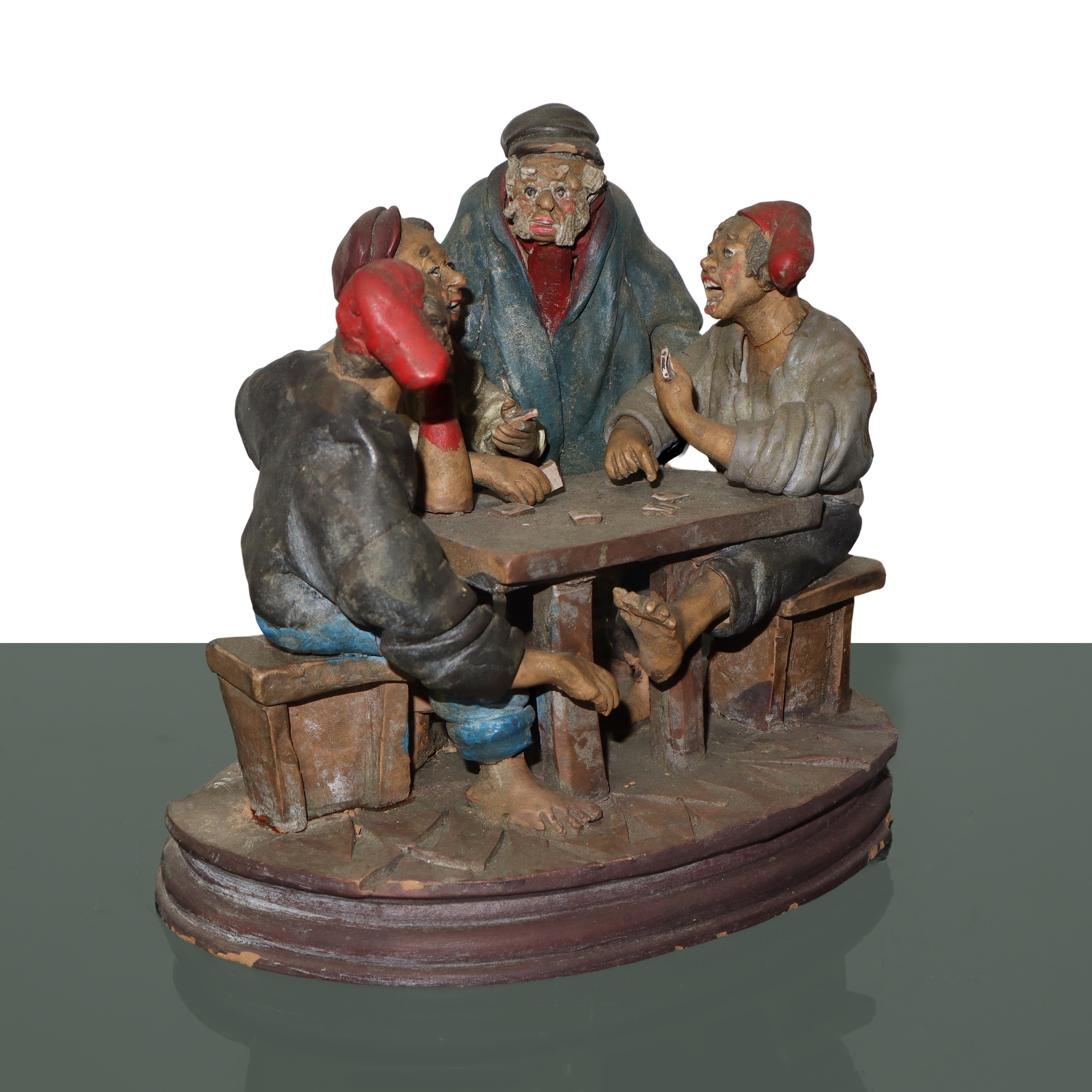 SCULTURA IN TERRACOTTA ARTIGIANATO PALERMITANO: giocatori di carte