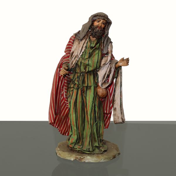 SCULTURA IN TERRACOTTA Di Caltagirone : pastore presepiale