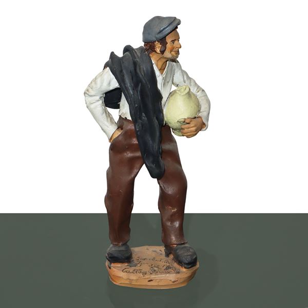 Shepherd with caltagirone ceramic Quartara