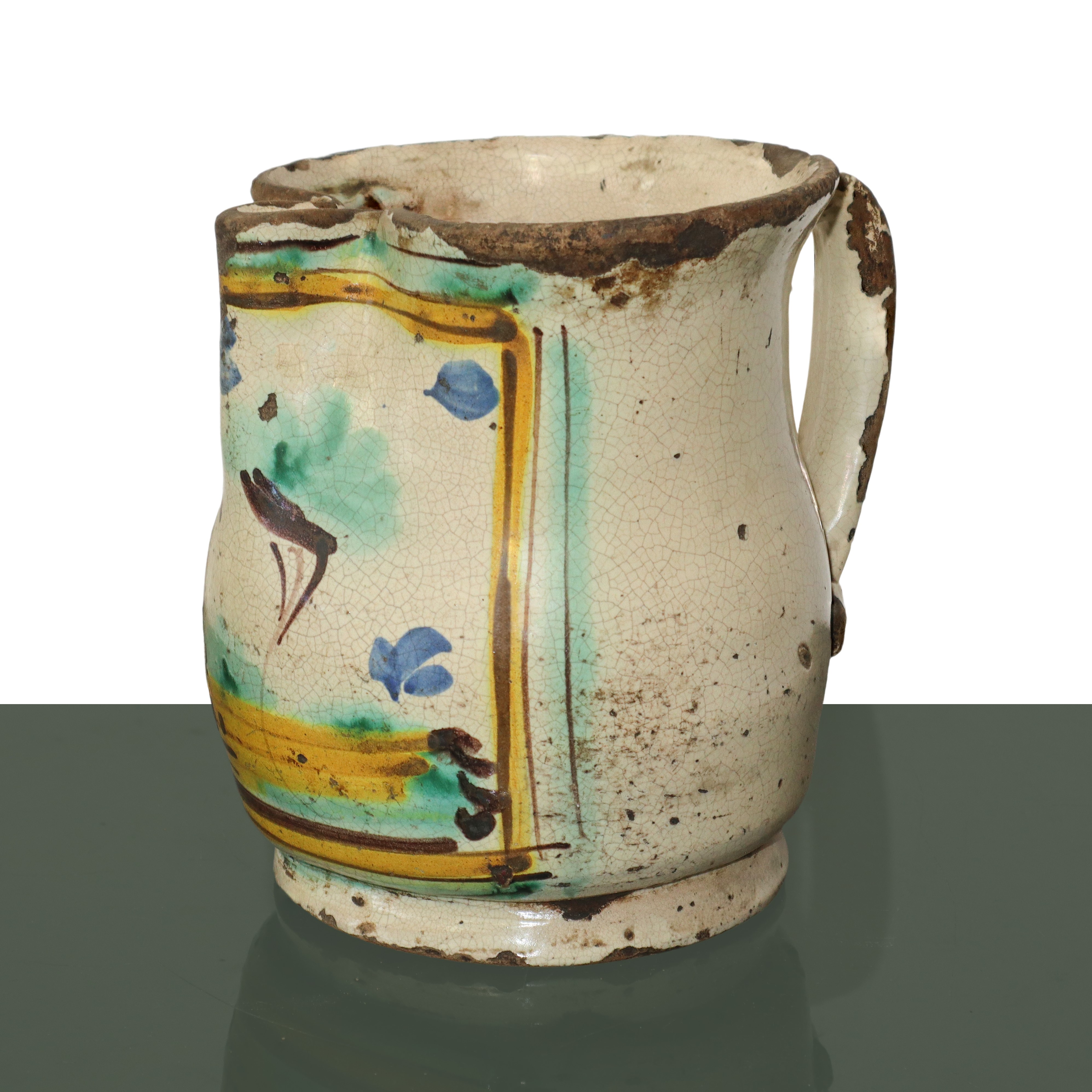 Cannata in Maiolica di Caltagirone Invetriata e Smaltata Policroma con Casa sul Fronte