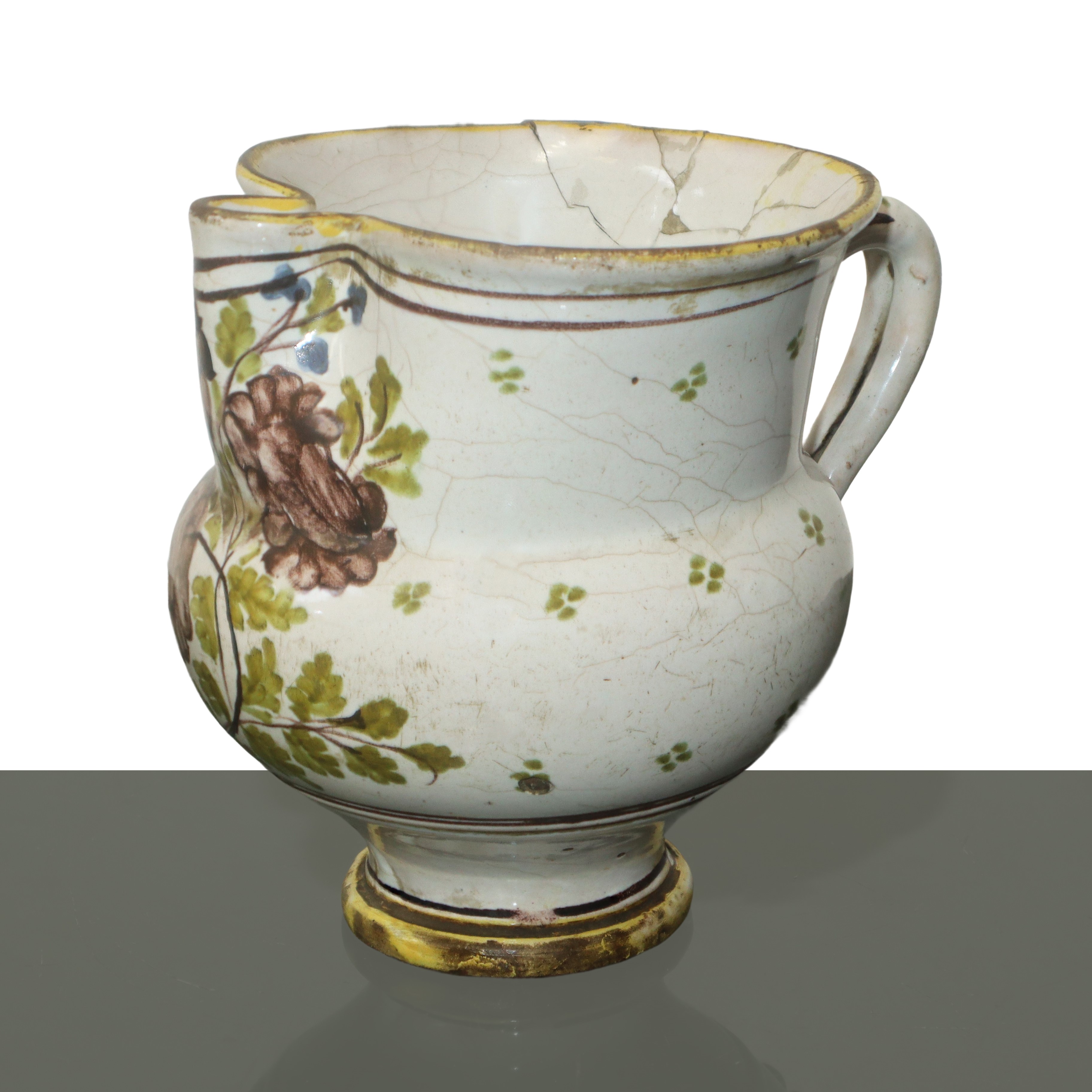 Cannata in maiolica Italia Meridionale invetriata e smaltata policroma