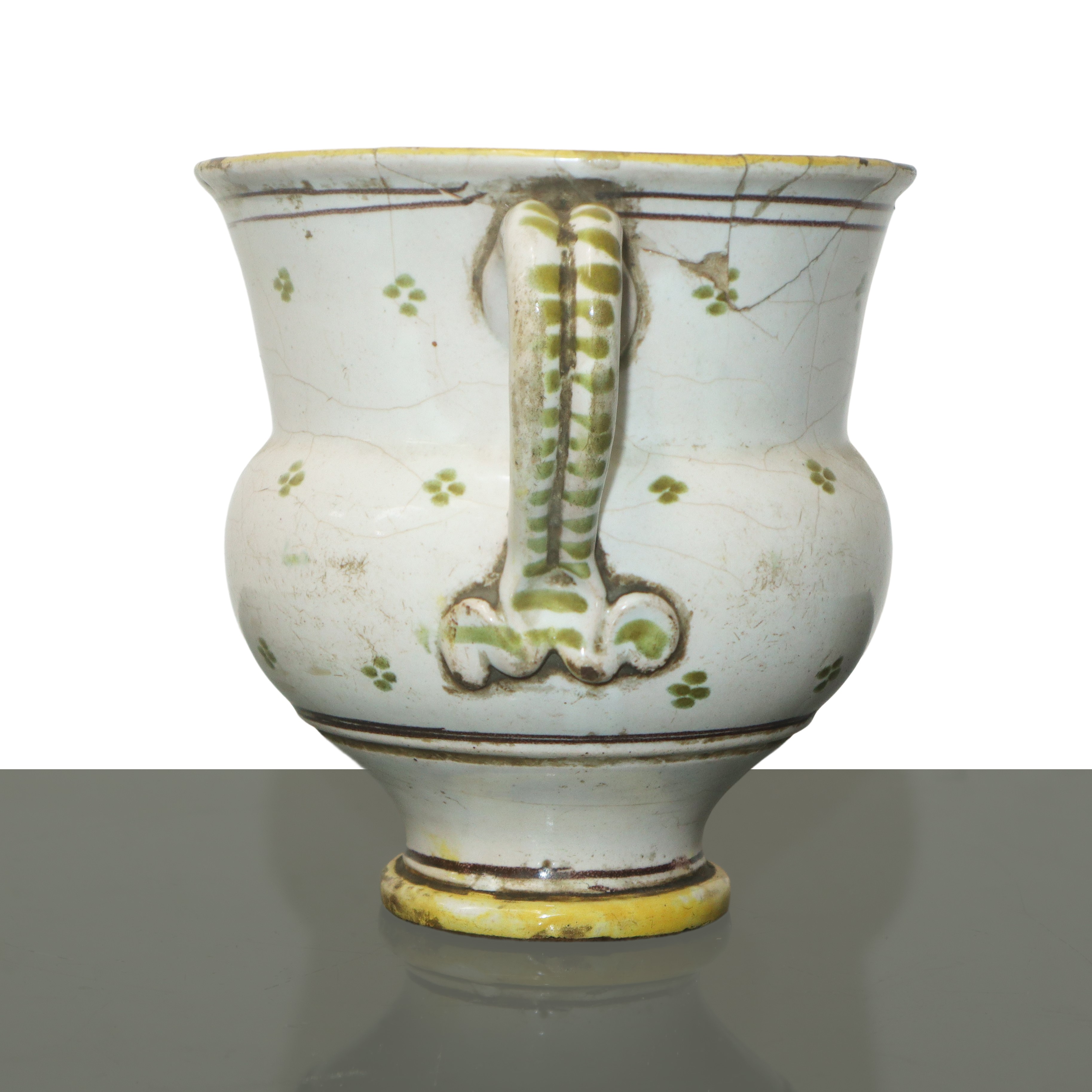 Cannata in maiolica Italia Meridionale invetriata e smaltata policroma