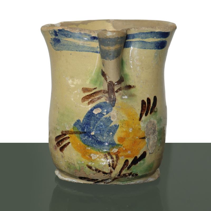 Cannata in maiolica di Caltagirone invetriata e smaltata policroma