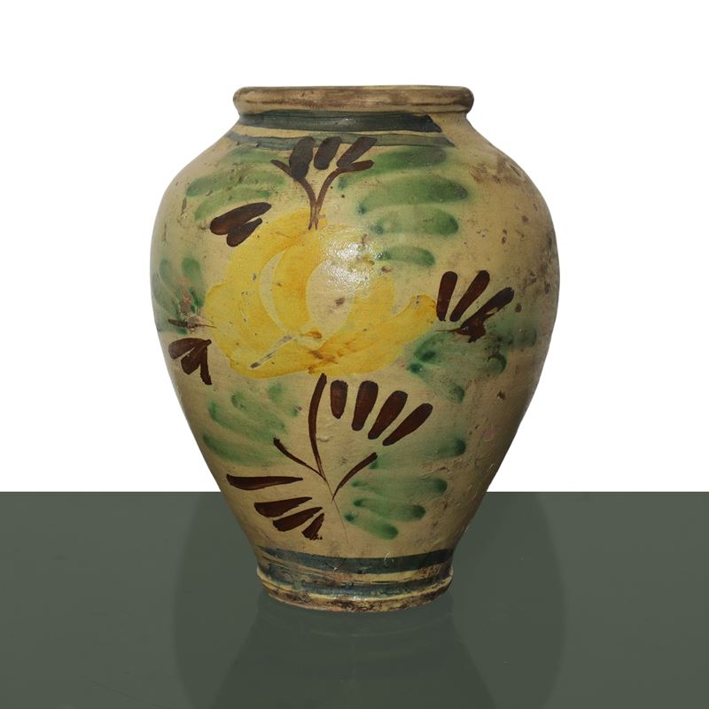 Vaso in Maiolica di Caltagirone Invetriata e Smaltata Policroma