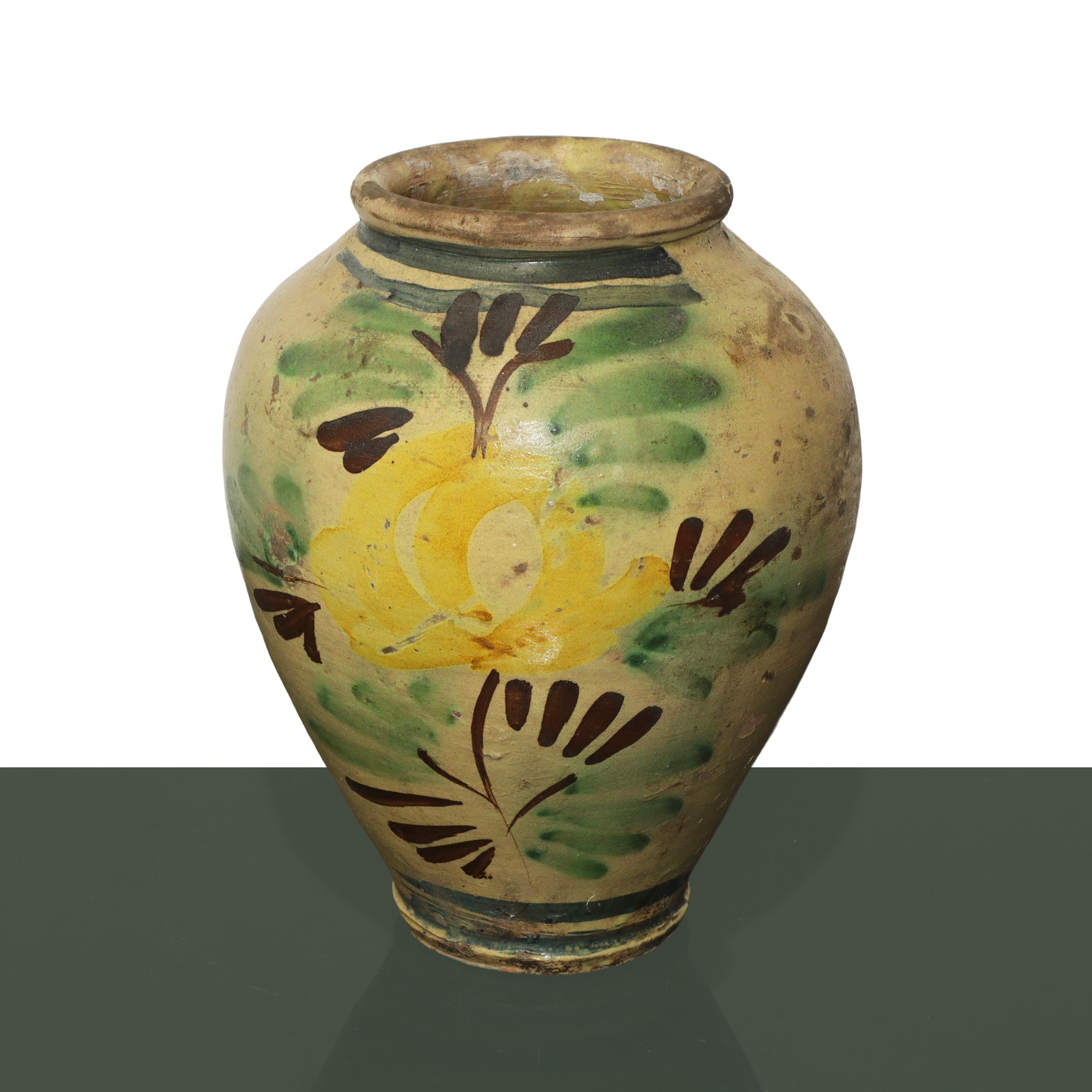Vaso in Maiolica di Caltagirone Invetriata e Smaltata Policroma