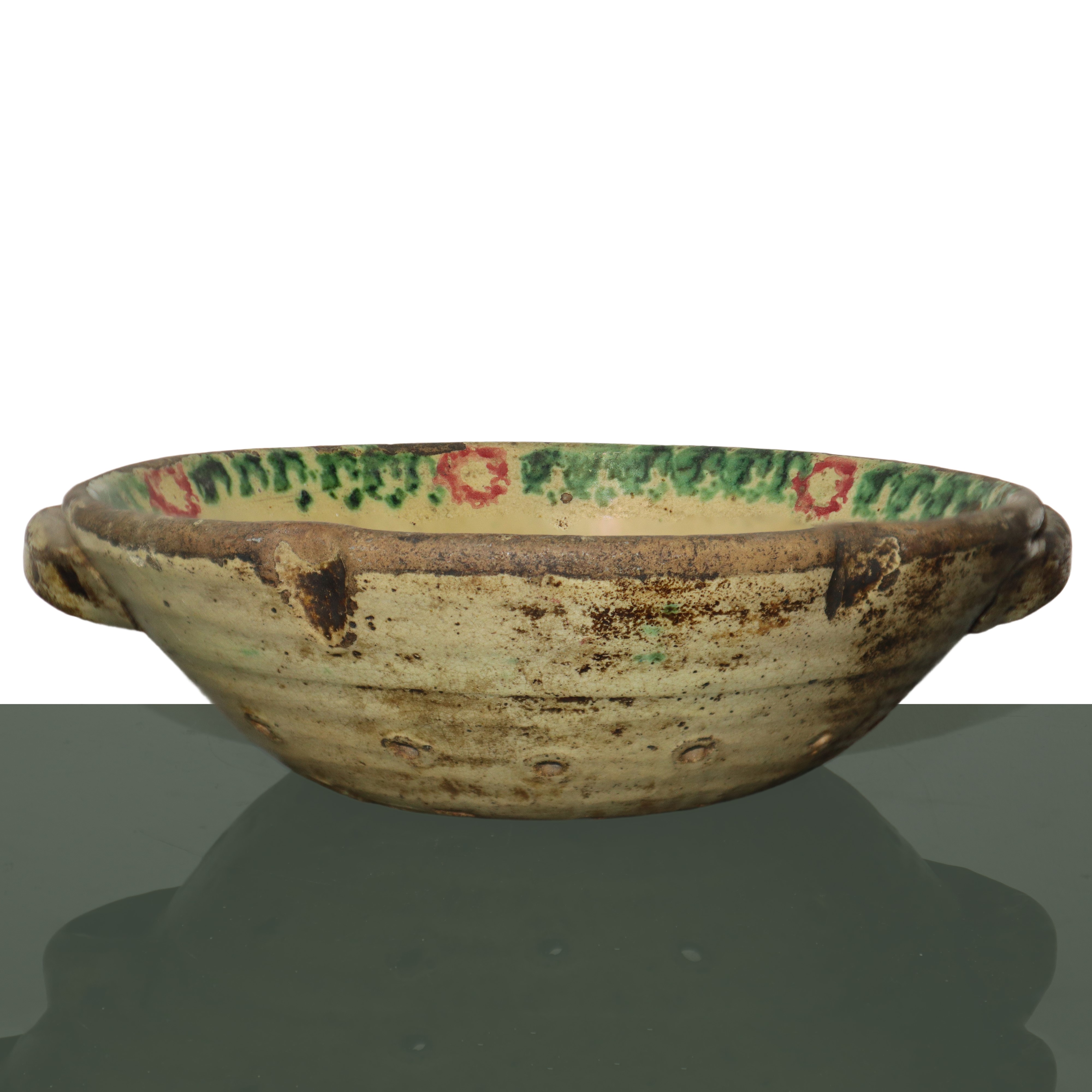 Colapasta con Prese Laterali in Ceramica di Caltagirone Policroma Invetriata e Smaltata