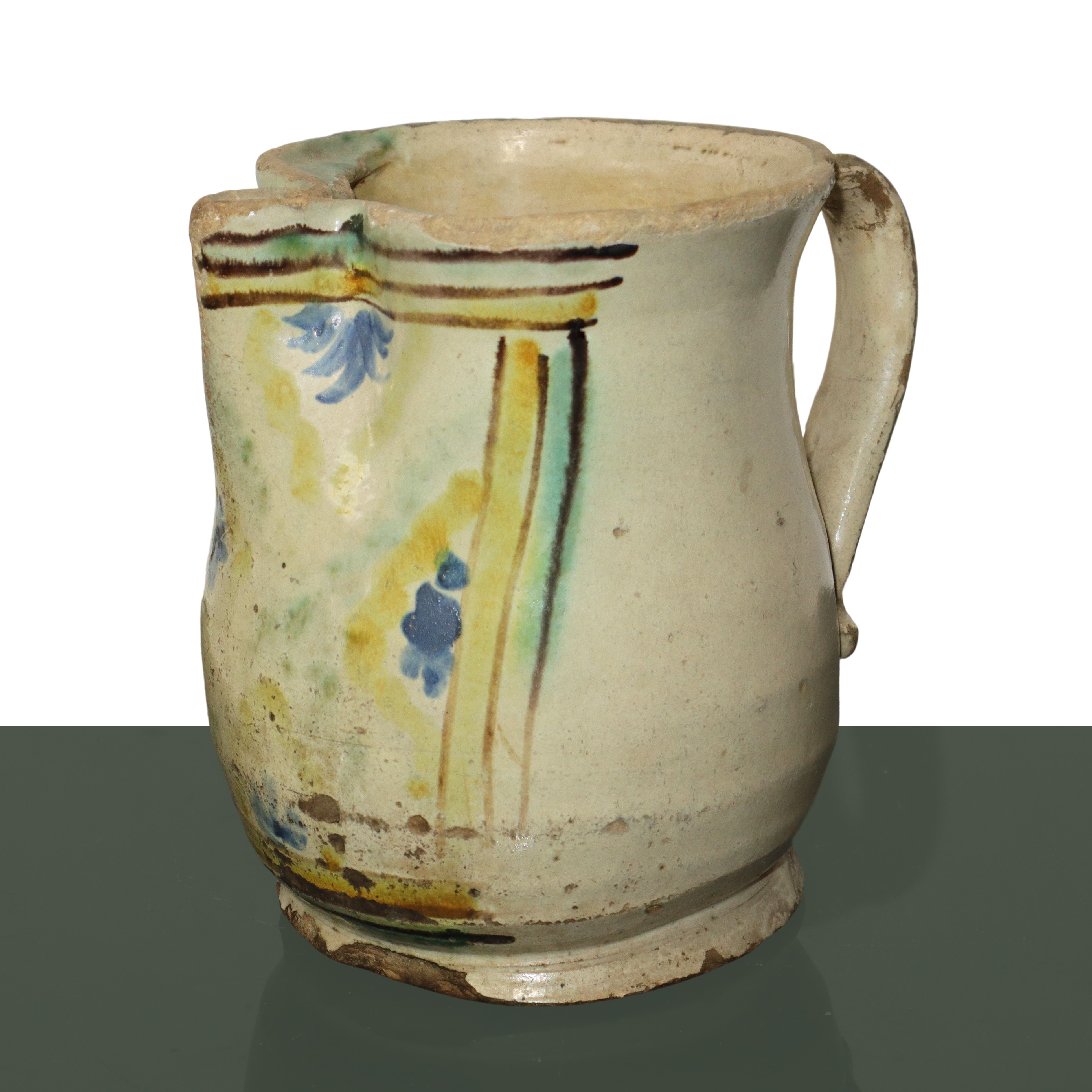 Cannata in maiolica di Caltagirone invetriata e smaltata policroma